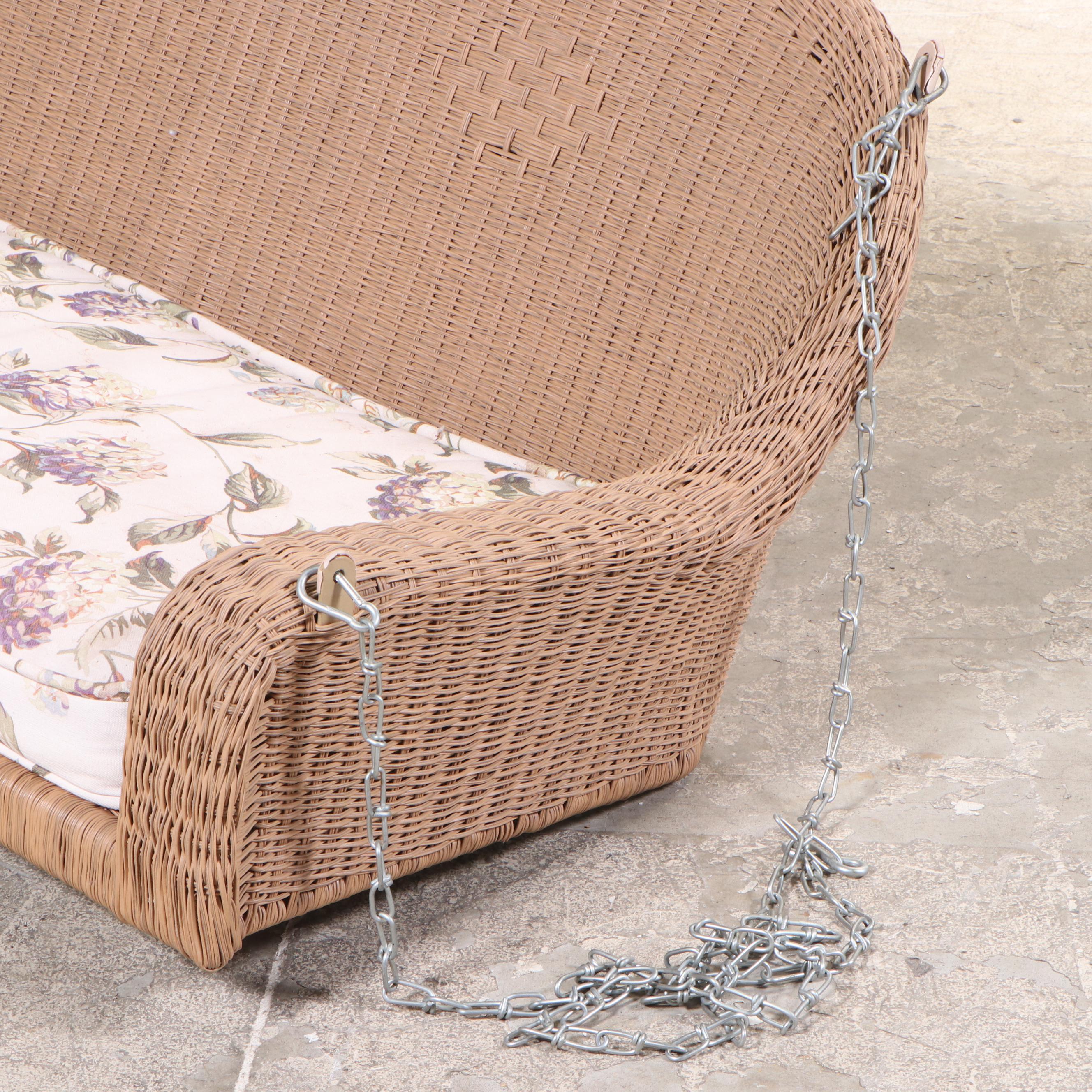 Contemporary Synthetic Wicker Hanging Porch Swing