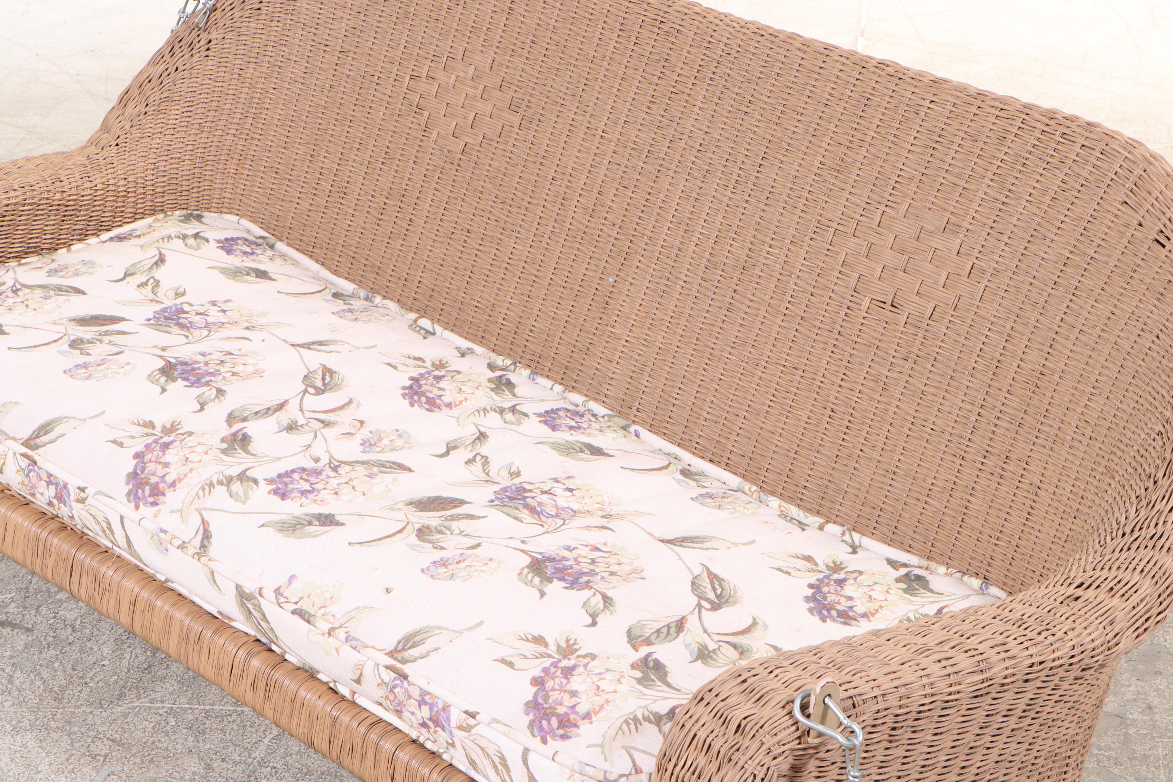 Contemporary Synthetic Wicker Hanging Porch Swing