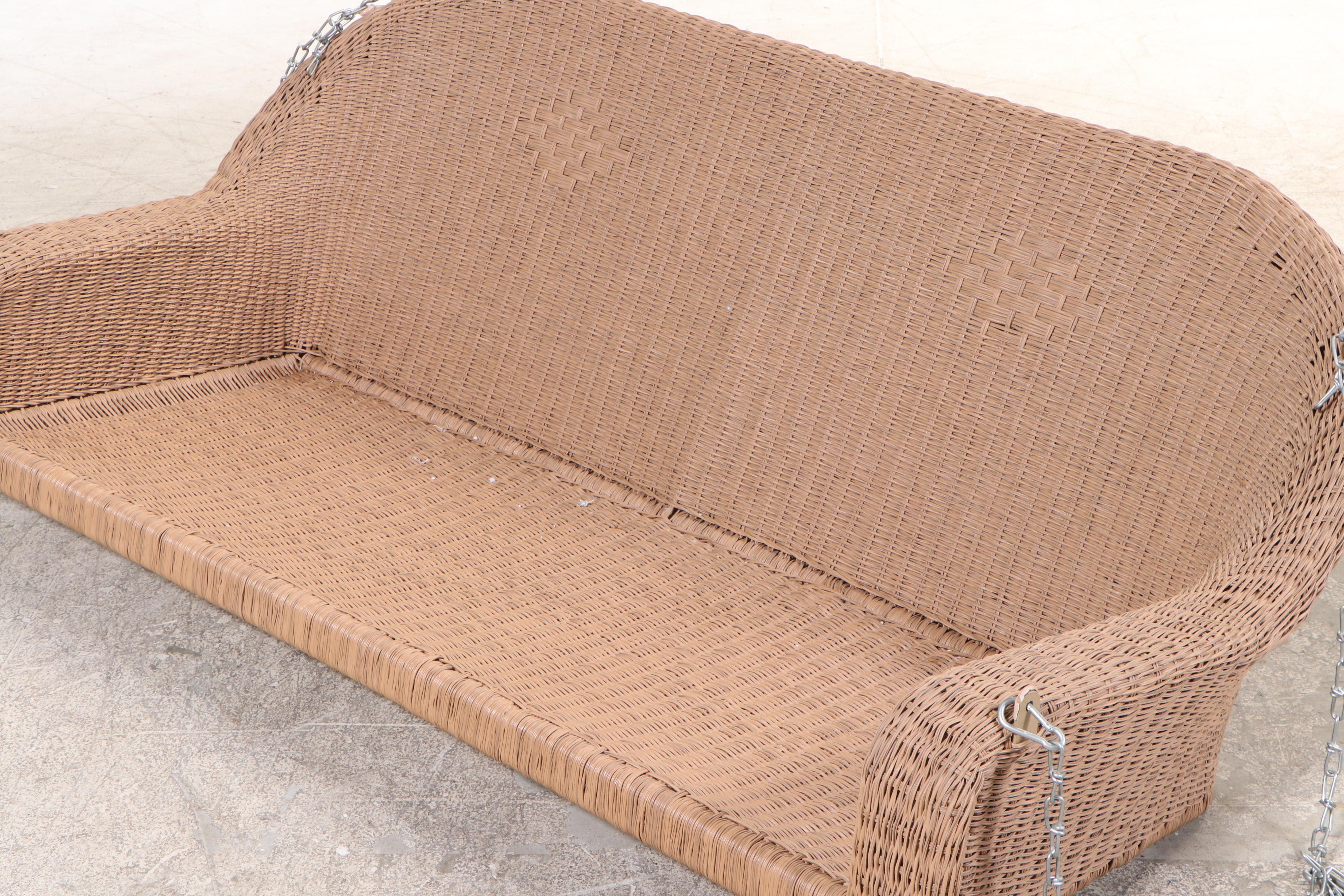 Contemporary Synthetic Wicker Hanging Porch Swing