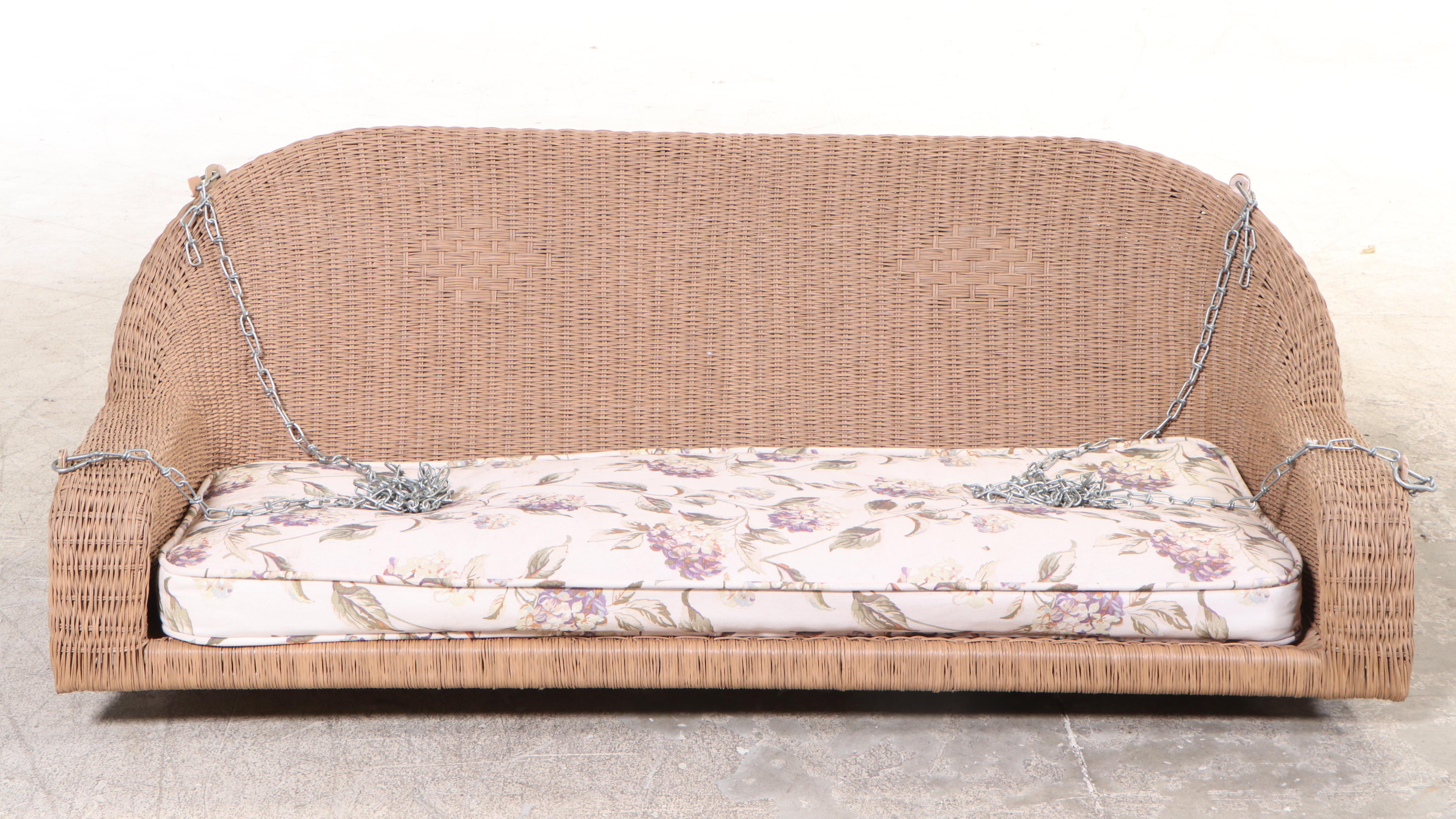 Contemporary Synthetic Wicker Hanging Porch Swing