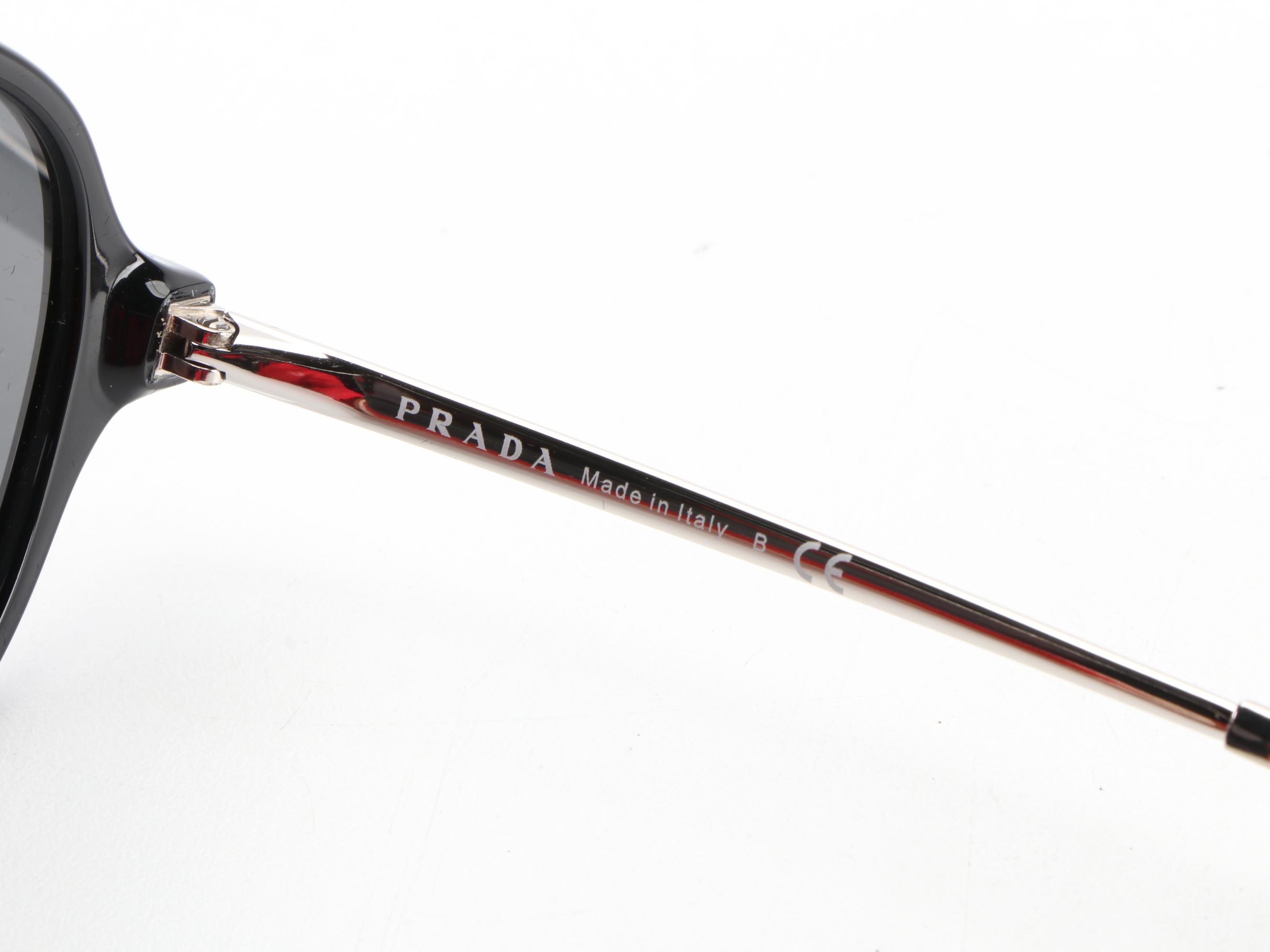 Prada SPR13W-F Double Bridge Sunglasses in Black with Case and Box