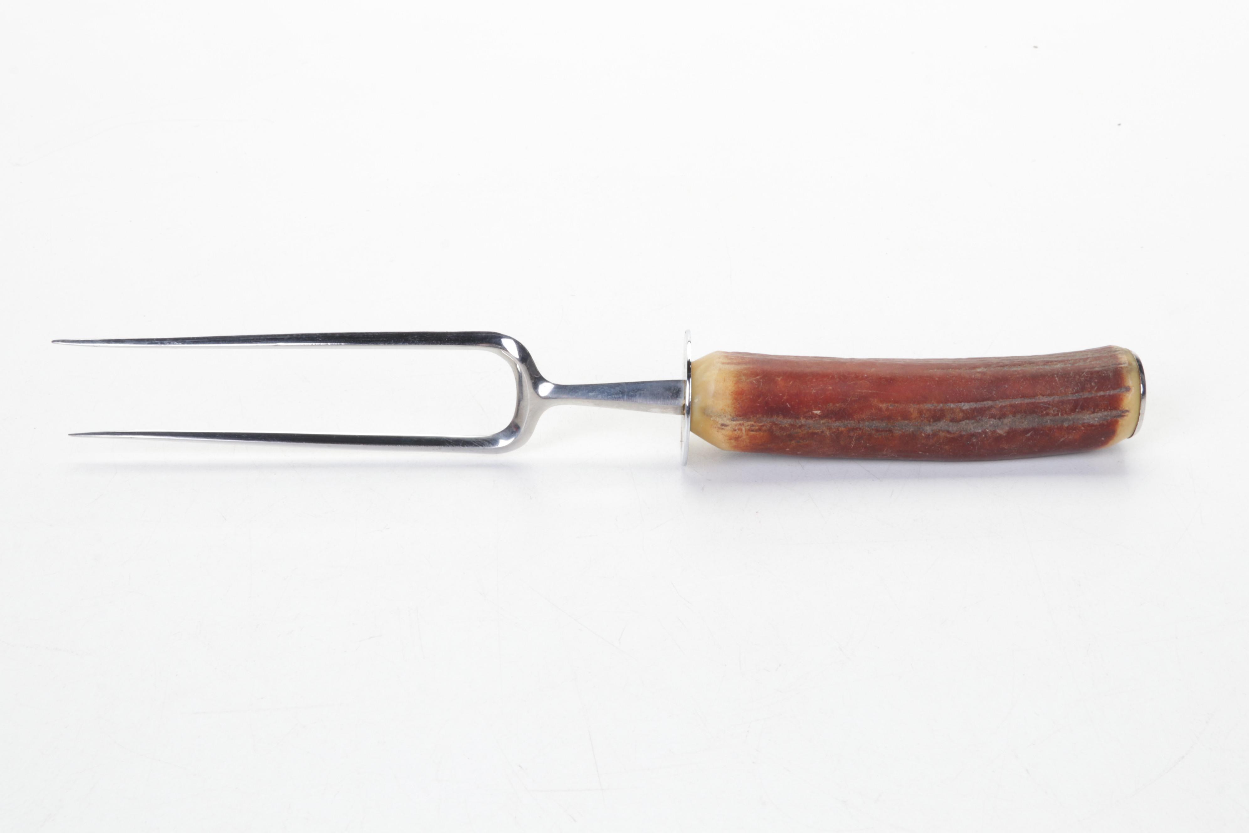 Lee and Wigfull Sheffield and Cutlass Antler Handle Stainless Steel Carving Set