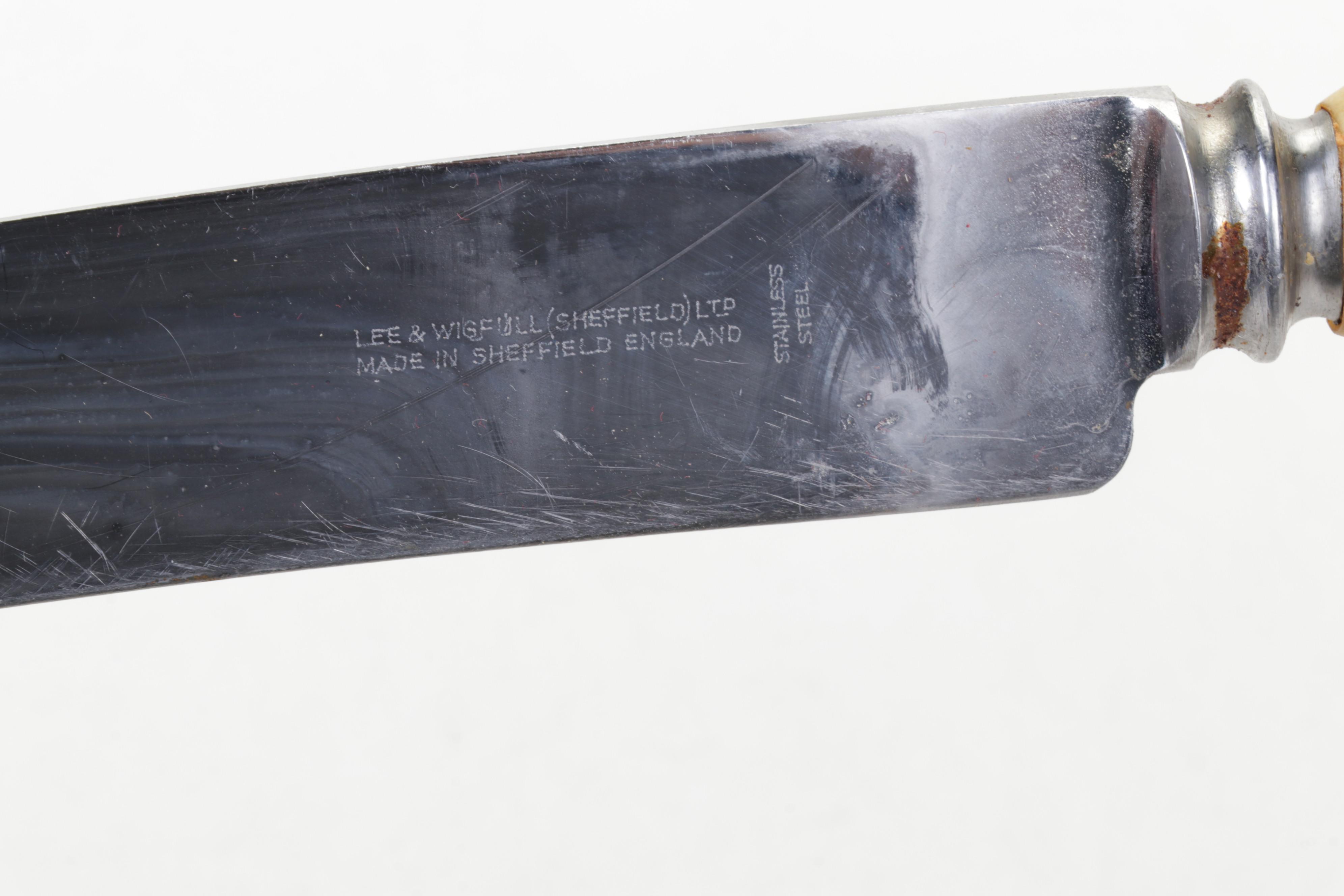 Lee and Wigfull Sheffield and Cutlass Antler Handle Stainless Steel Carving Set