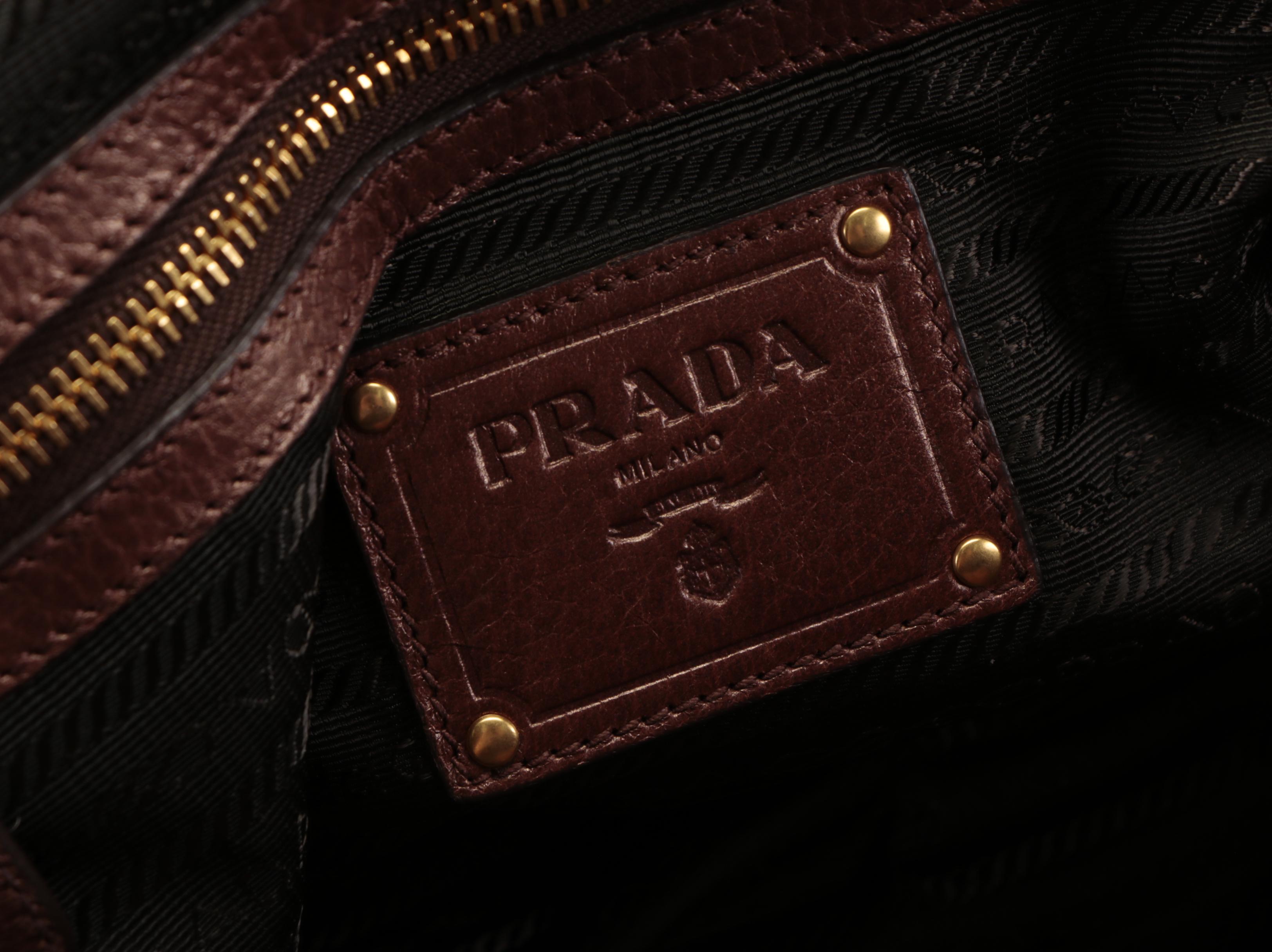 Prada Domed Shoulder Bag in Bronze Metallic Deerskin Leather