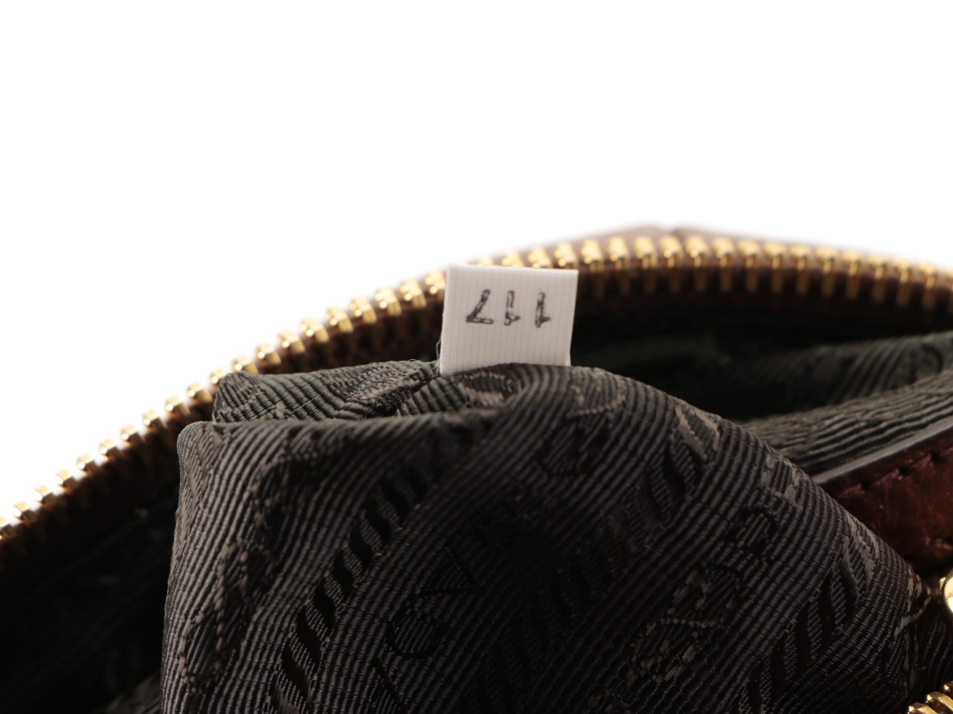 Prada Domed Shoulder Bag in Bronze Metallic Deerskin Leather