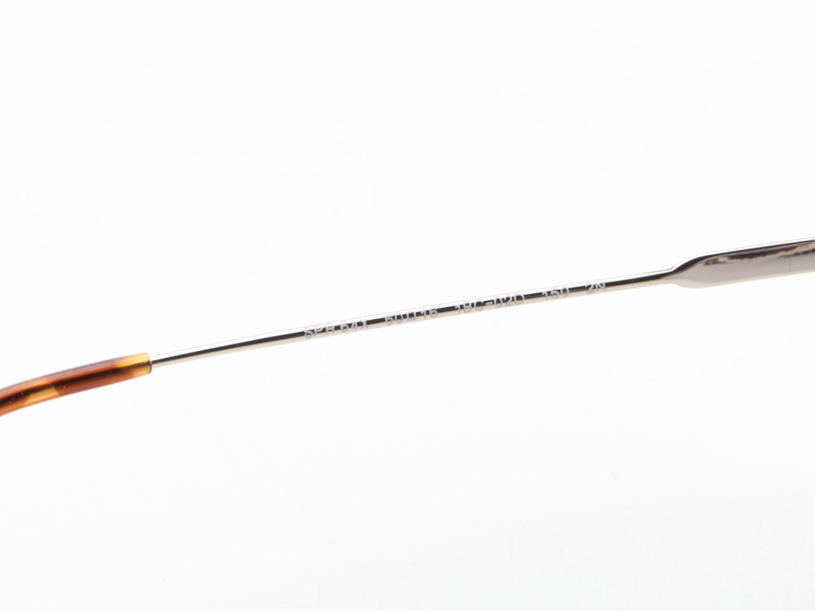 Prada SPR64X Silver Tone Double-Bridge Sunglasses with Case and Box