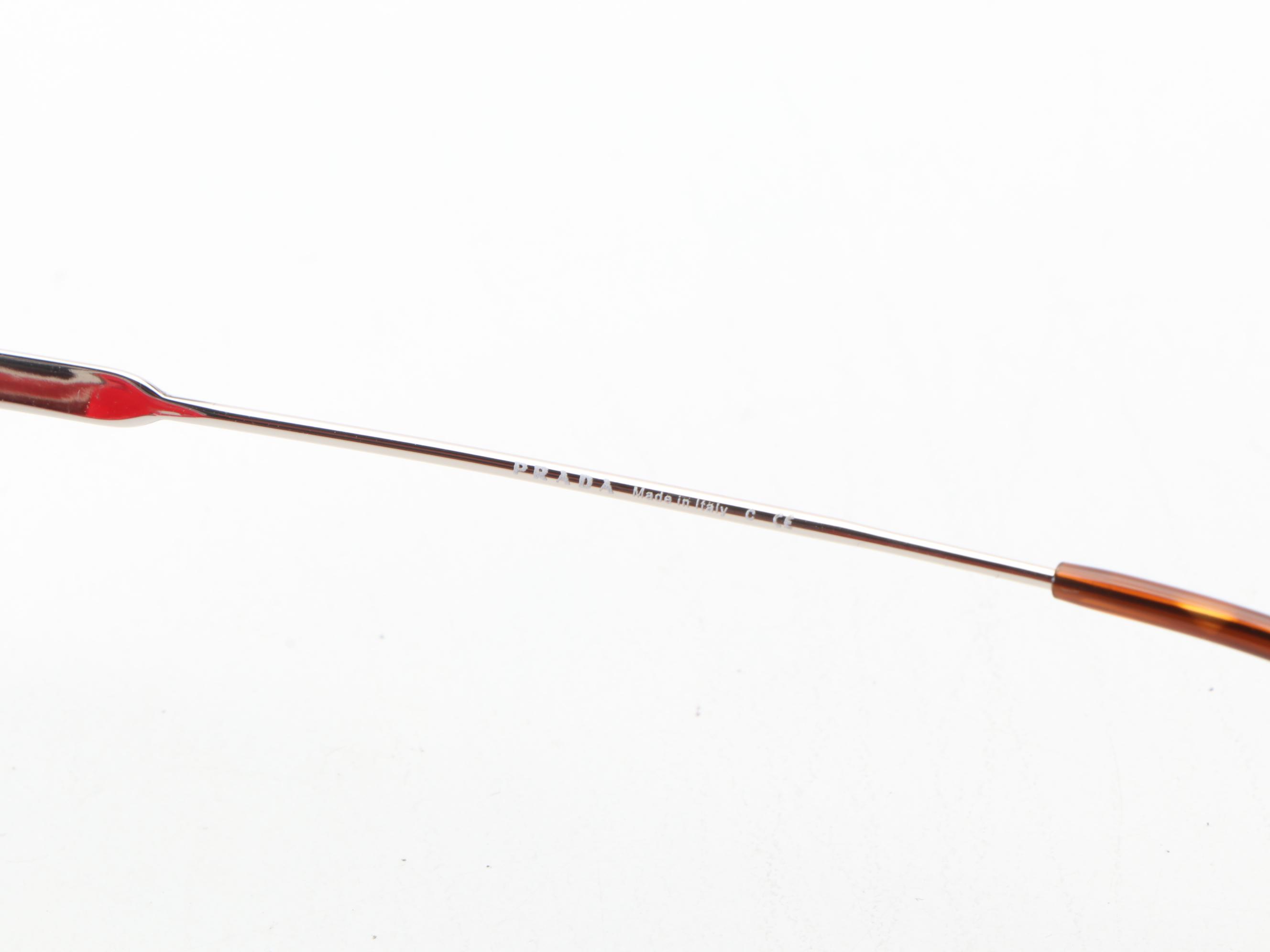 Prada SPR64X Silver Tone Double-Bridge Sunglasses with Case and Box