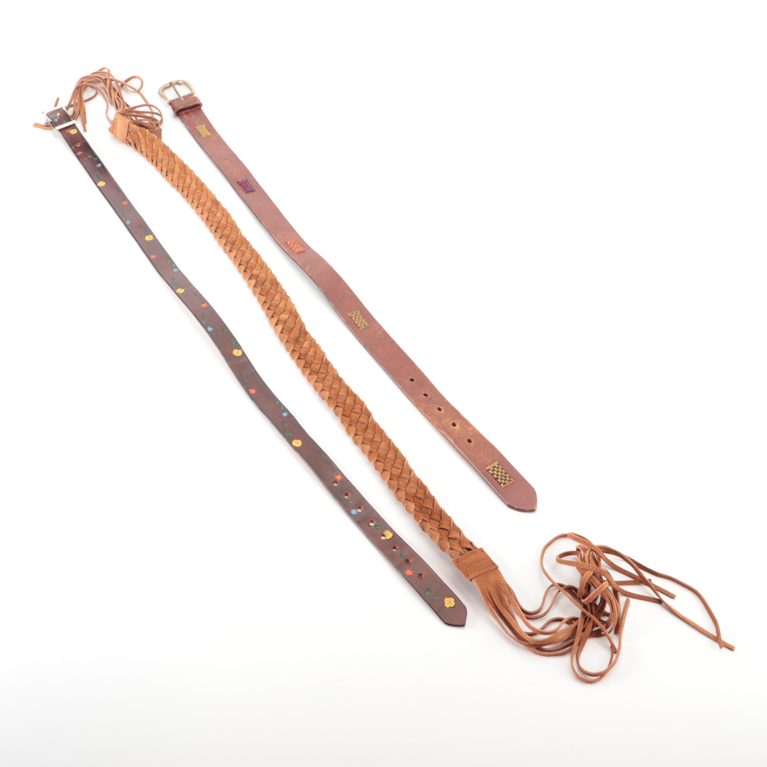 Marks Saddlery Leather Belt with Sterling Silver Buckle Set and Other Belts