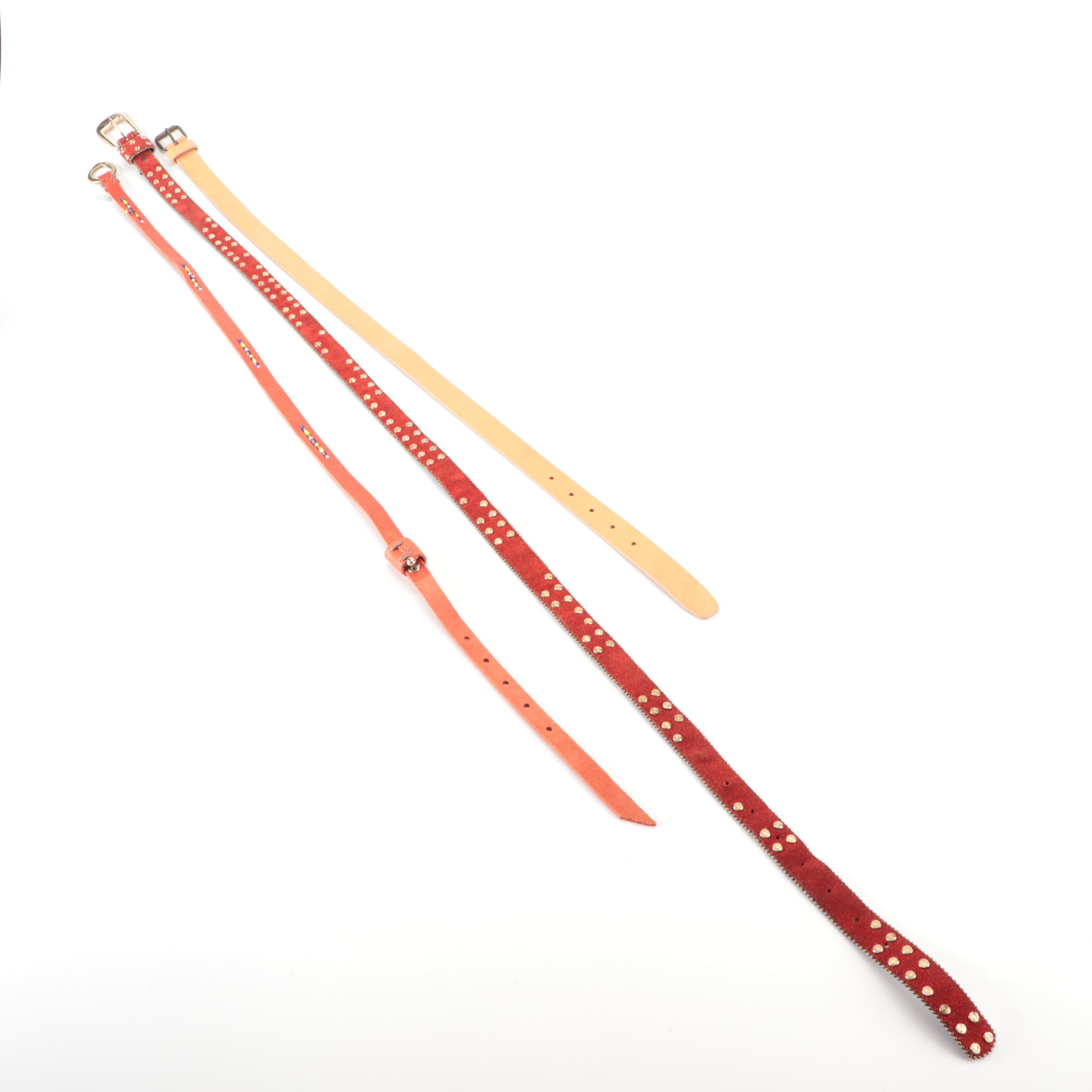 Marks Saddlery Leather Belt with Sterling Silver Buckle Set and Other Belts