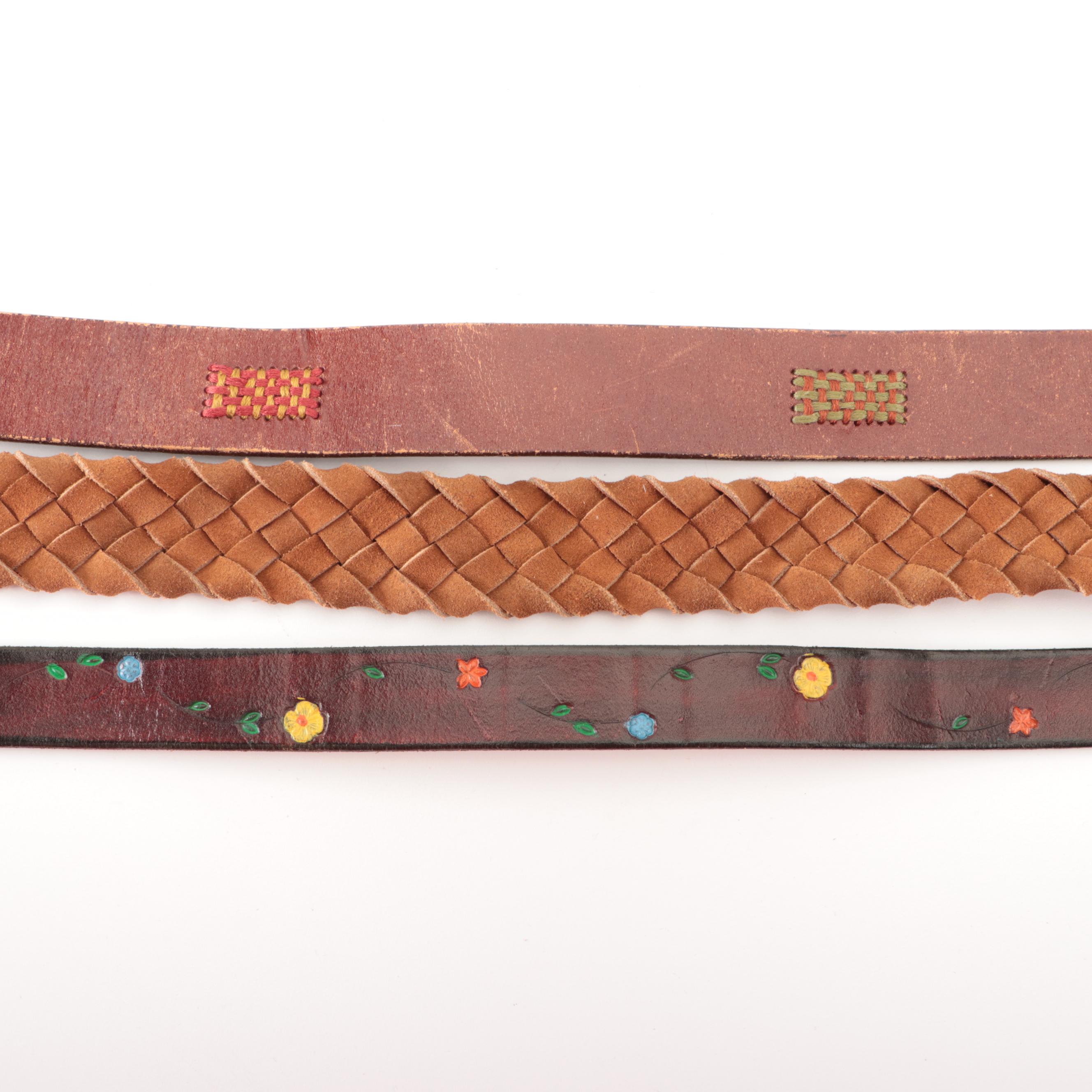 Marks Saddlery Leather Belt with Sterling Silver Buckle Set and Other Belts