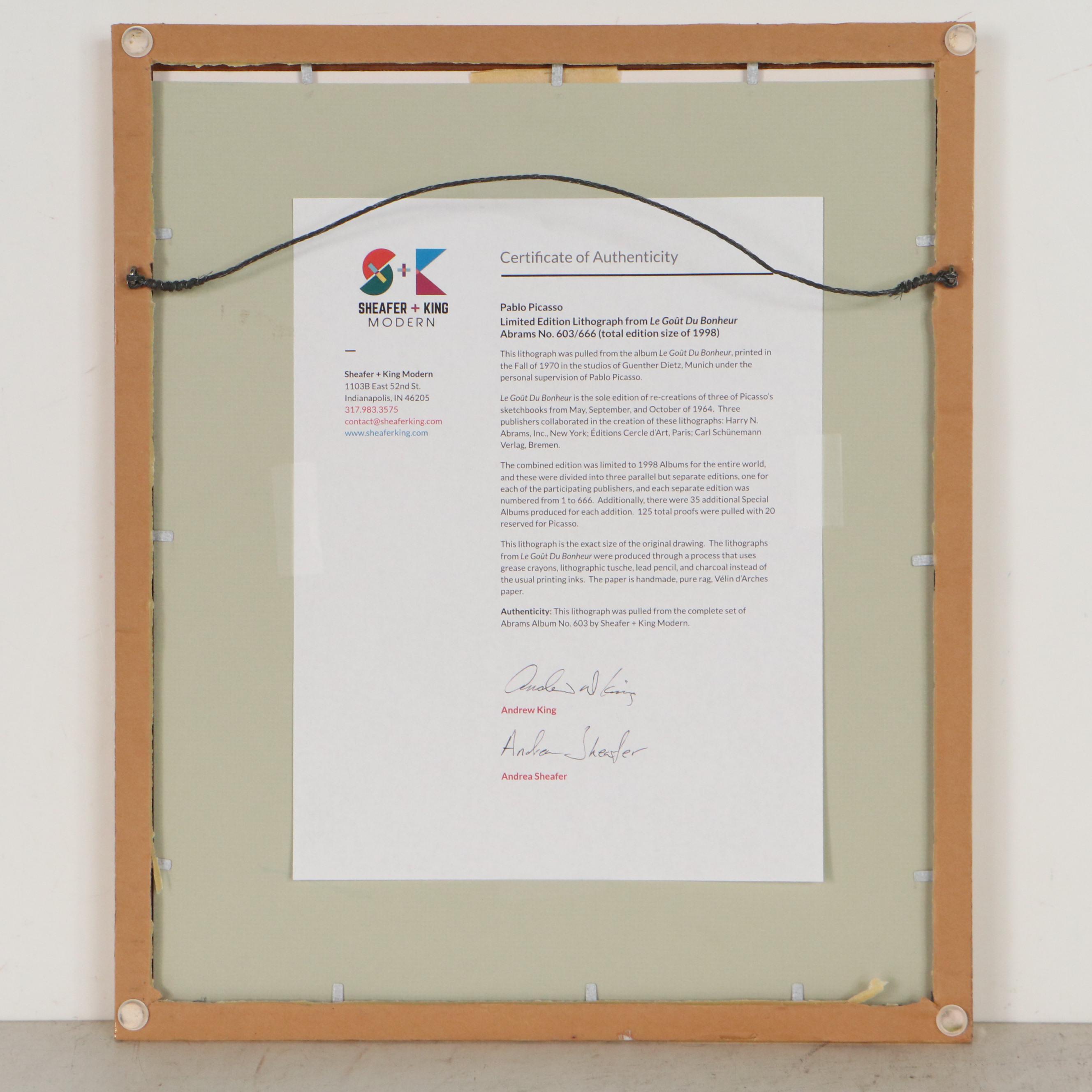 Pablo Picasso Pochoir From "Le Goût du Bonheur"