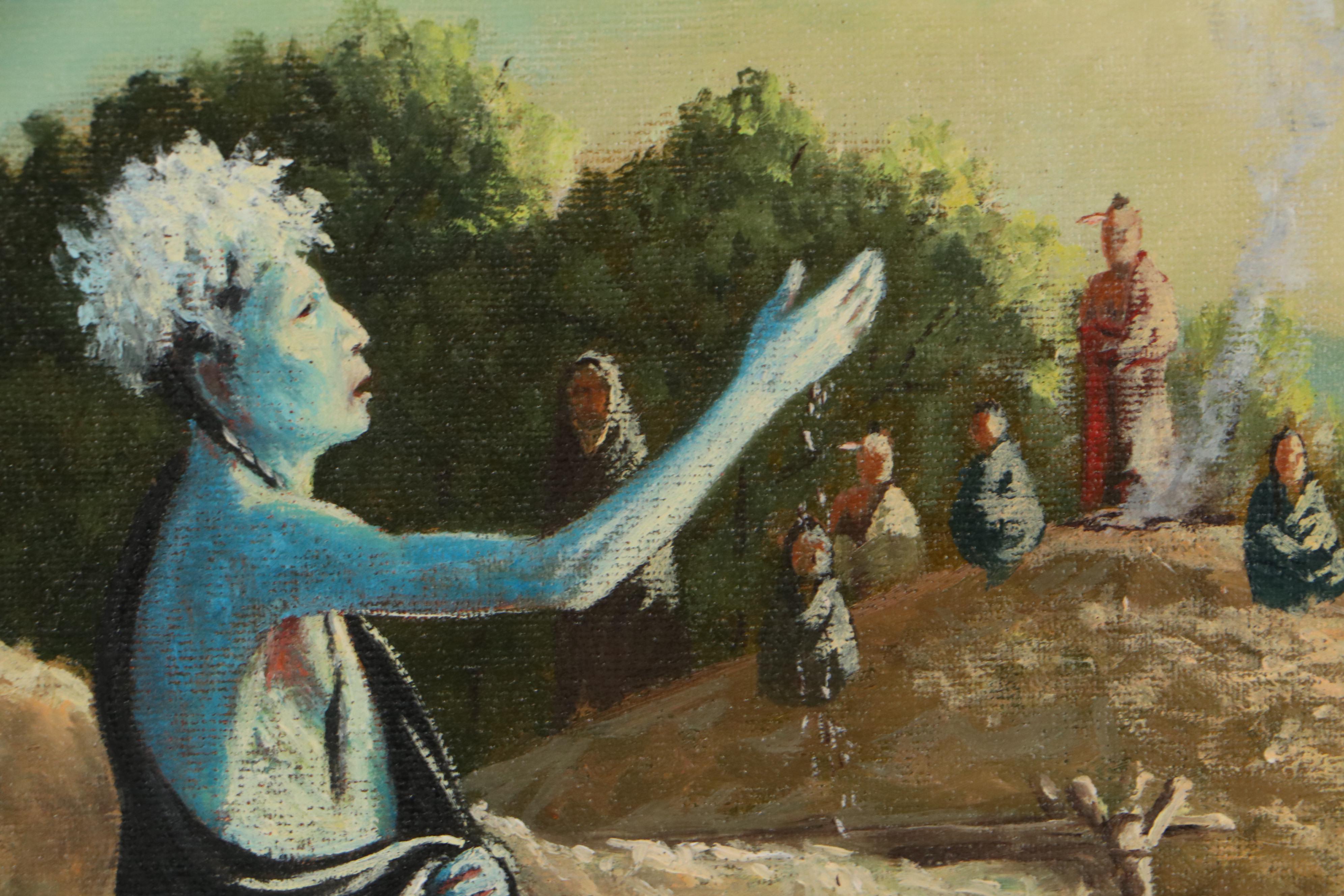 Charles W. Chapman Oil Painting of Native American Ceremony