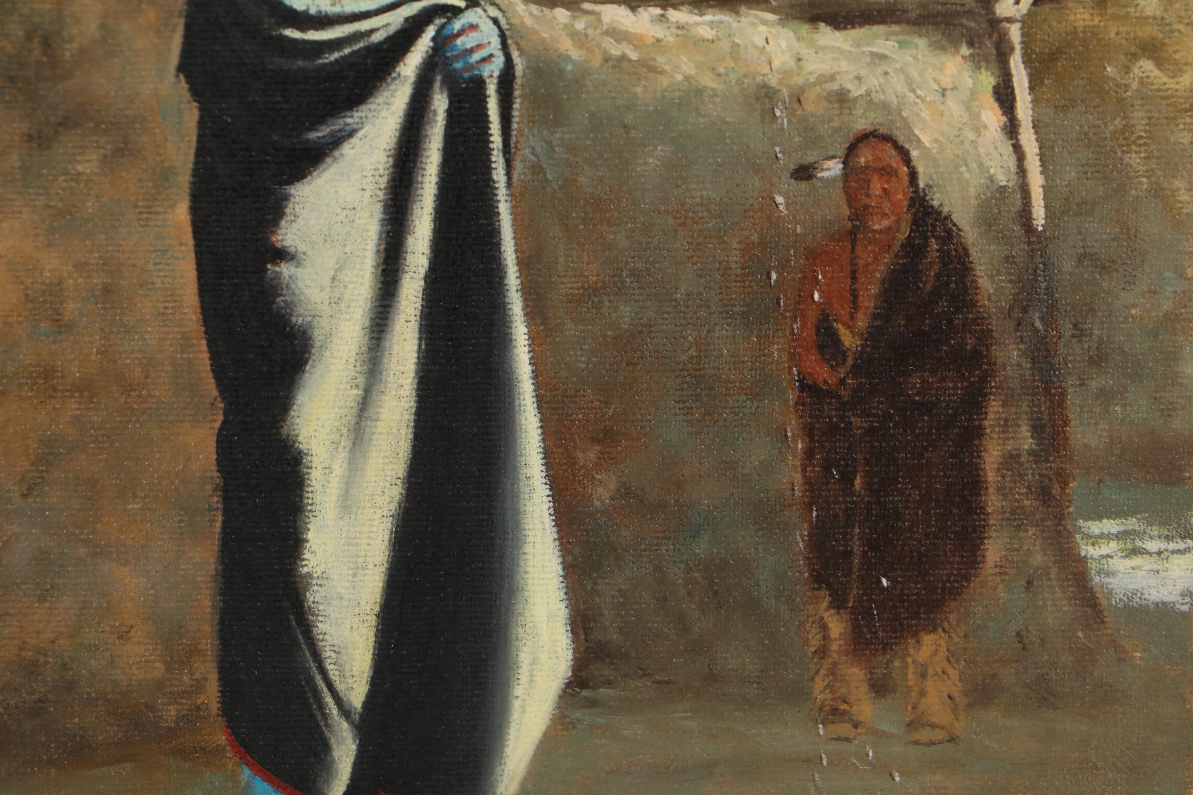 Charles W. Chapman Oil Painting of Native American Ceremony