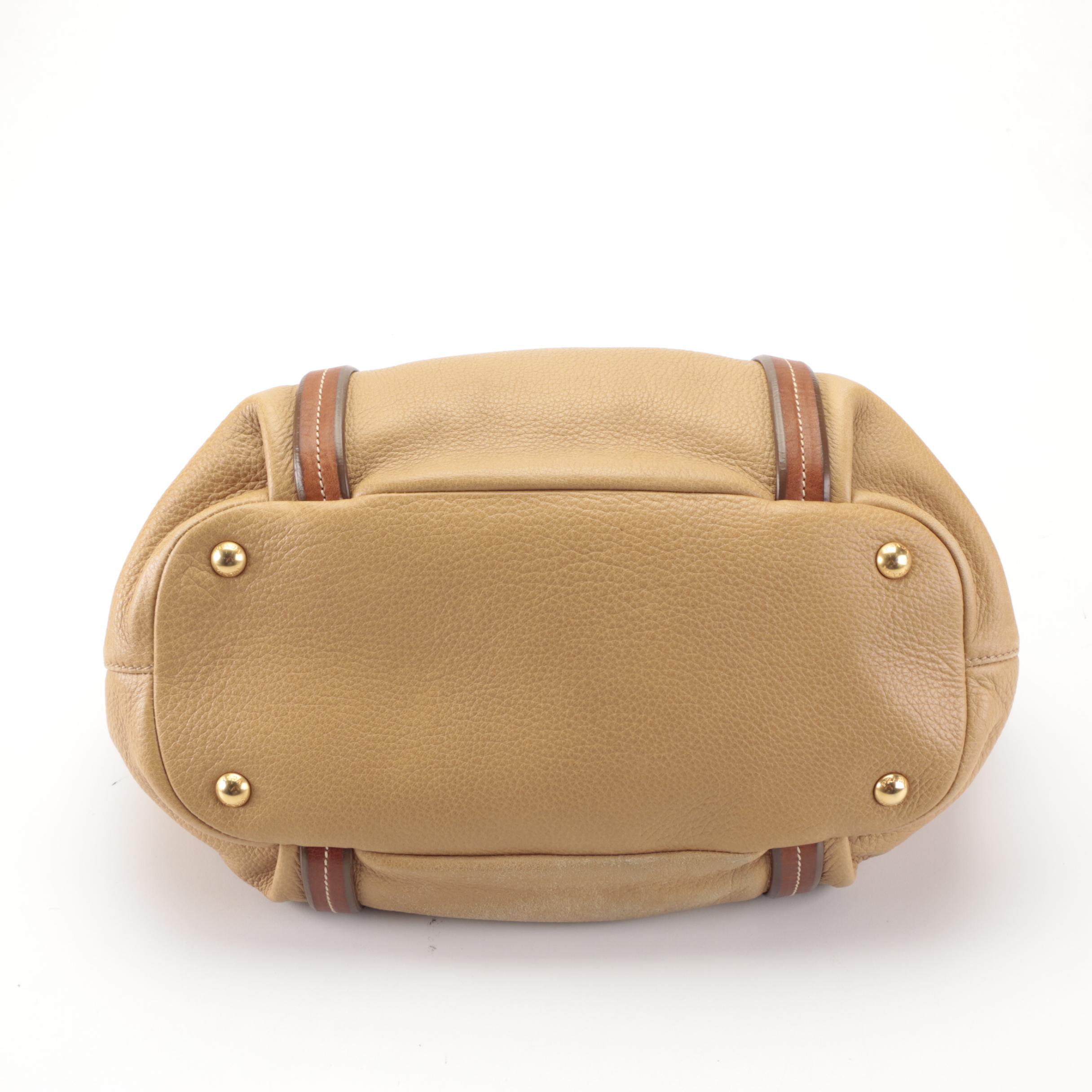 Prada Gathered Satchel in Tan Deerskin Leather