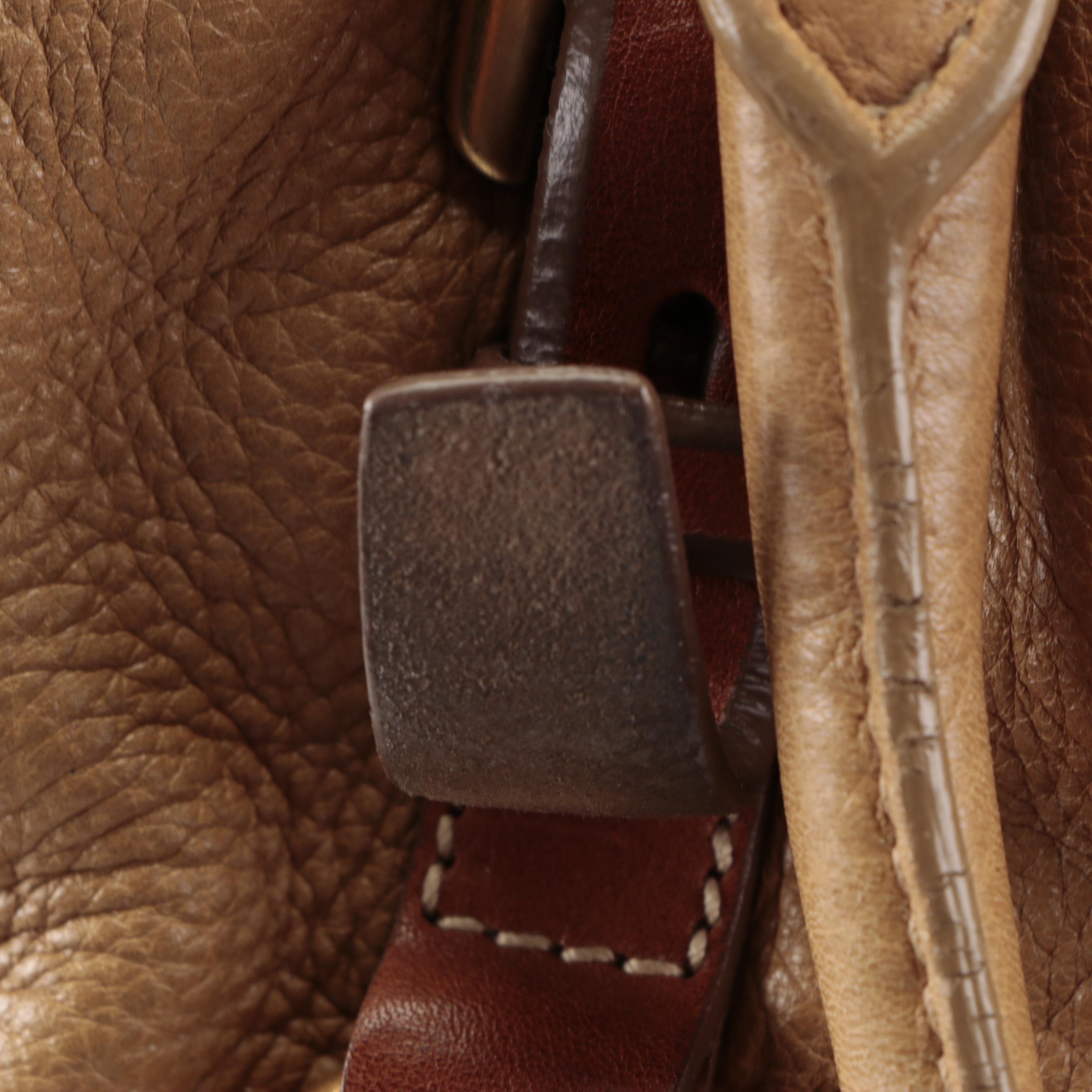 Prada Gathered Satchel in Tan Deerskin Leather