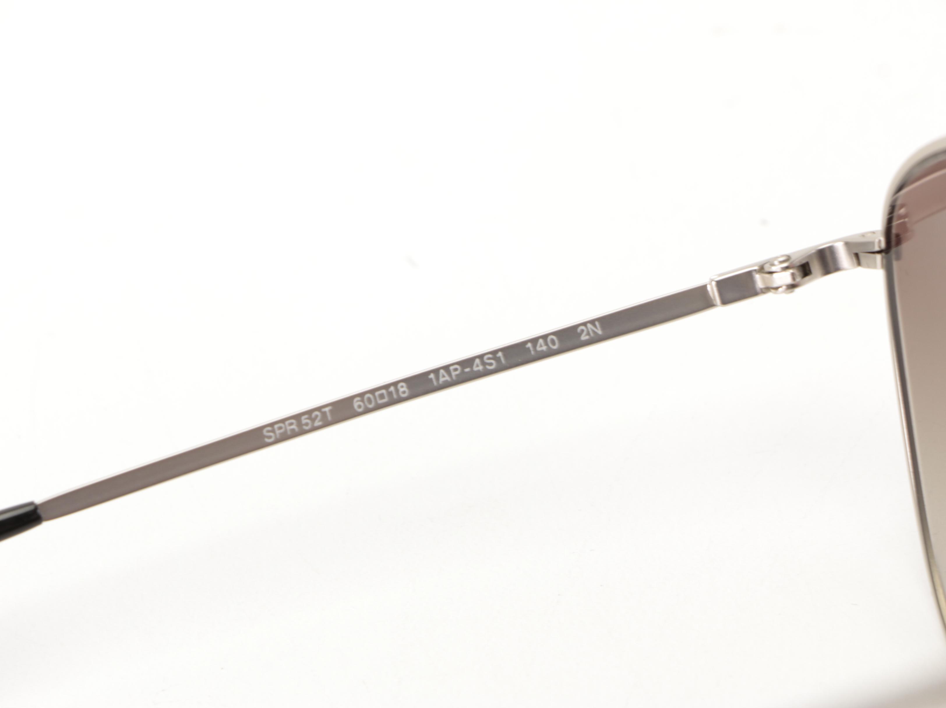 Prada SPR 52T Rectangular Aviator Sunglasses in Matte Metal with Case and Box