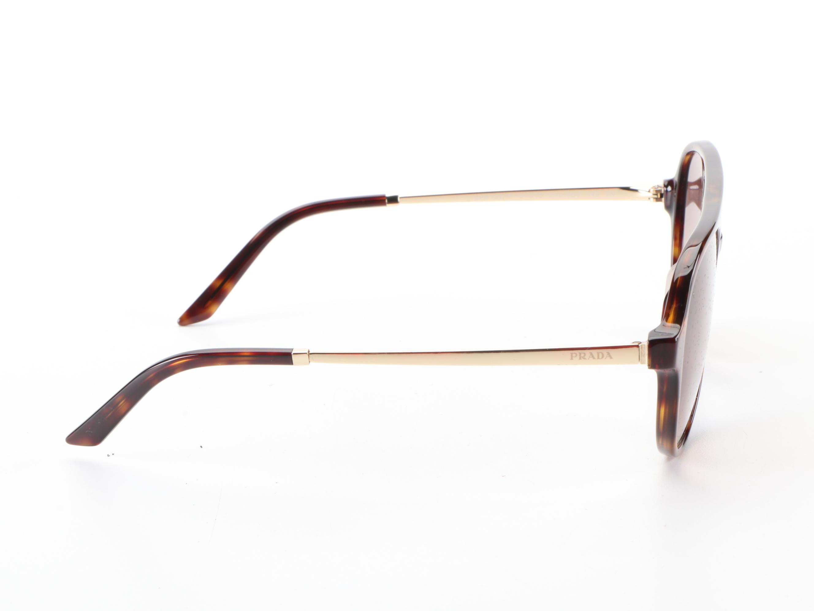 Prada SPR 13W-F Double Bridge Sunglasses in Tortoise with Case and Box