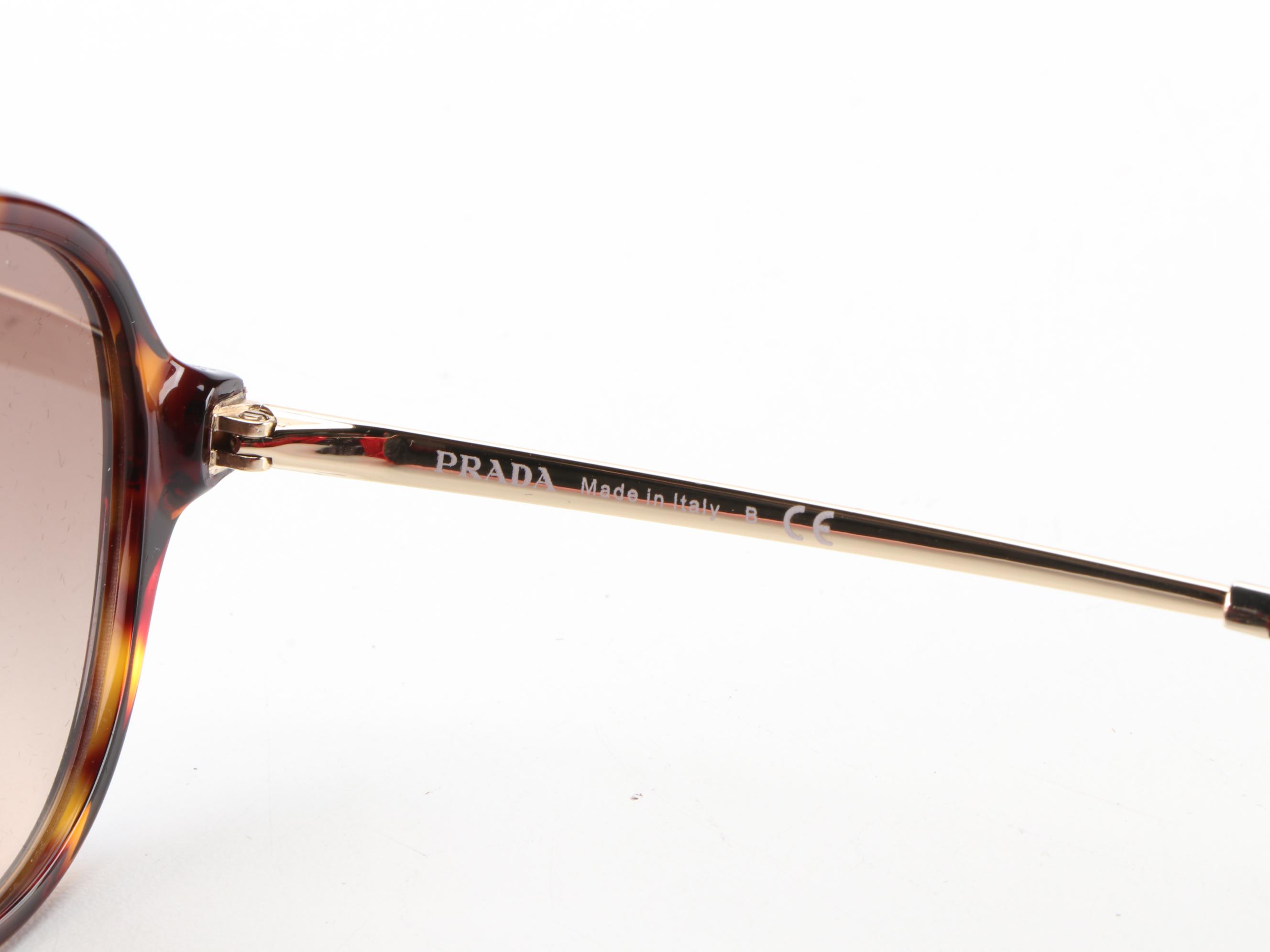 Prada SPR 13W-F Double Bridge Sunglasses in Tortoise with Case and Box