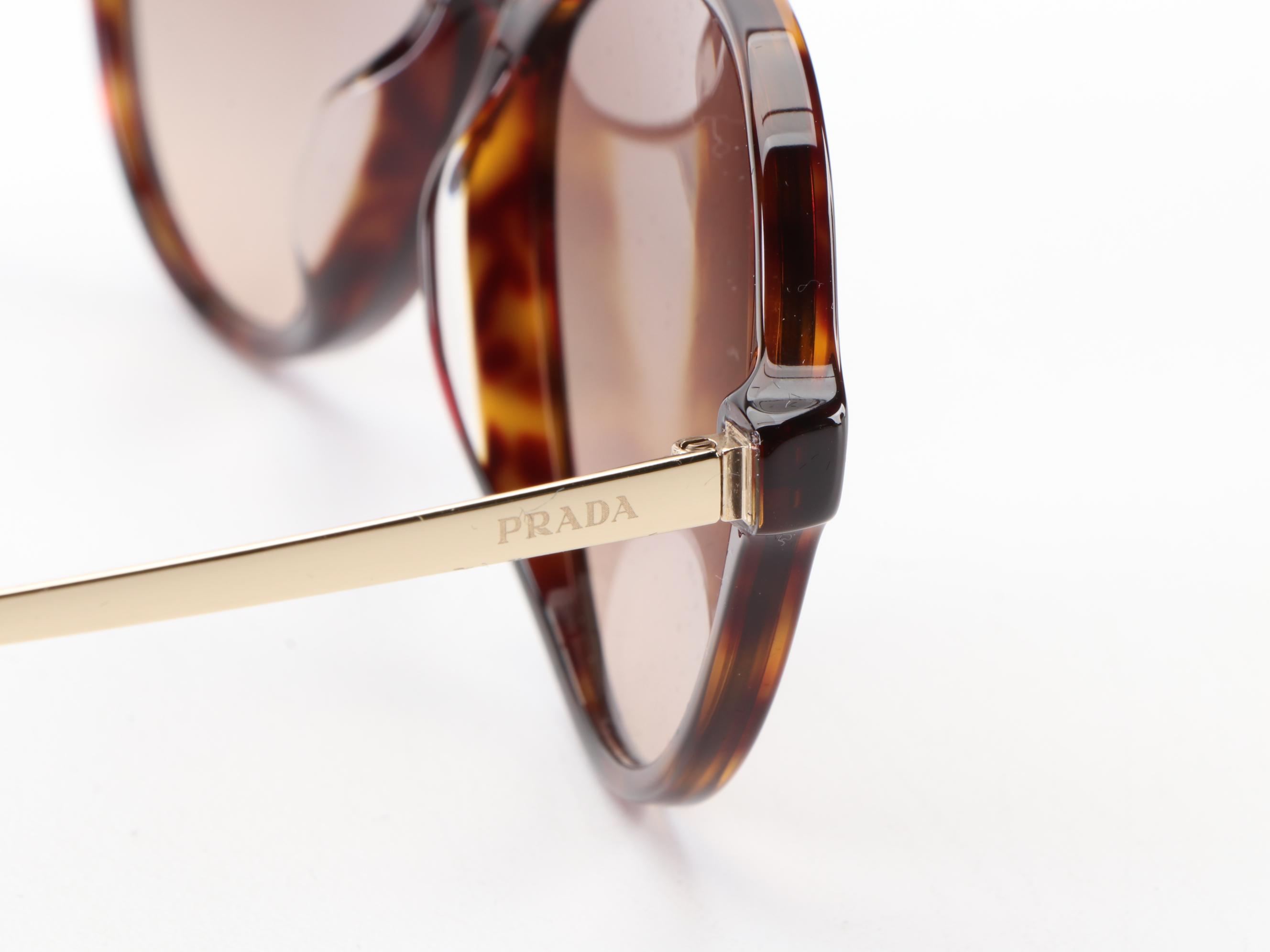 Prada SPR 13W-F Double Bridge Sunglasses in Tortoise with Case and Box