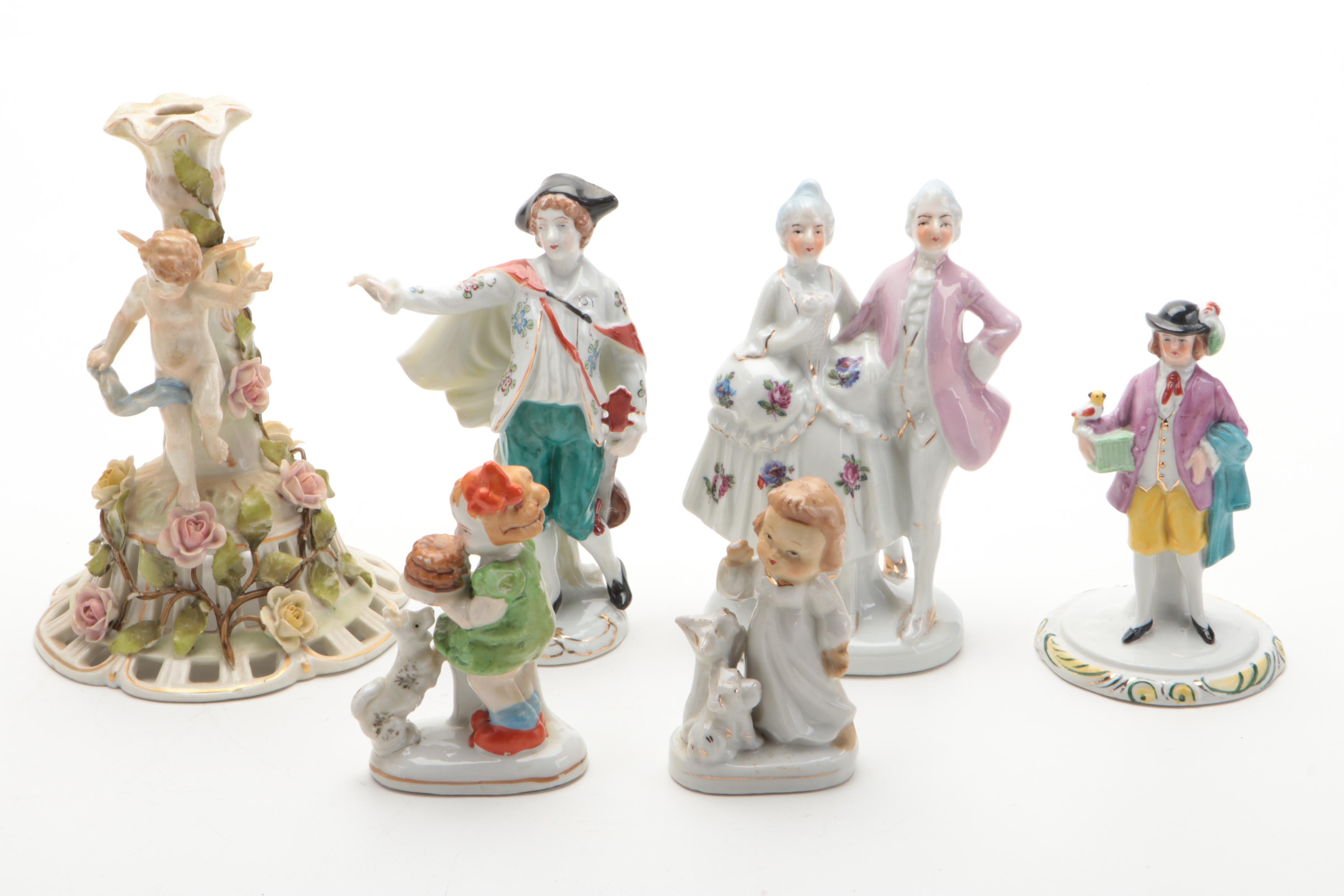 Von Schierholz Lamp Base with Other German and Japanese Figurines and Fonts