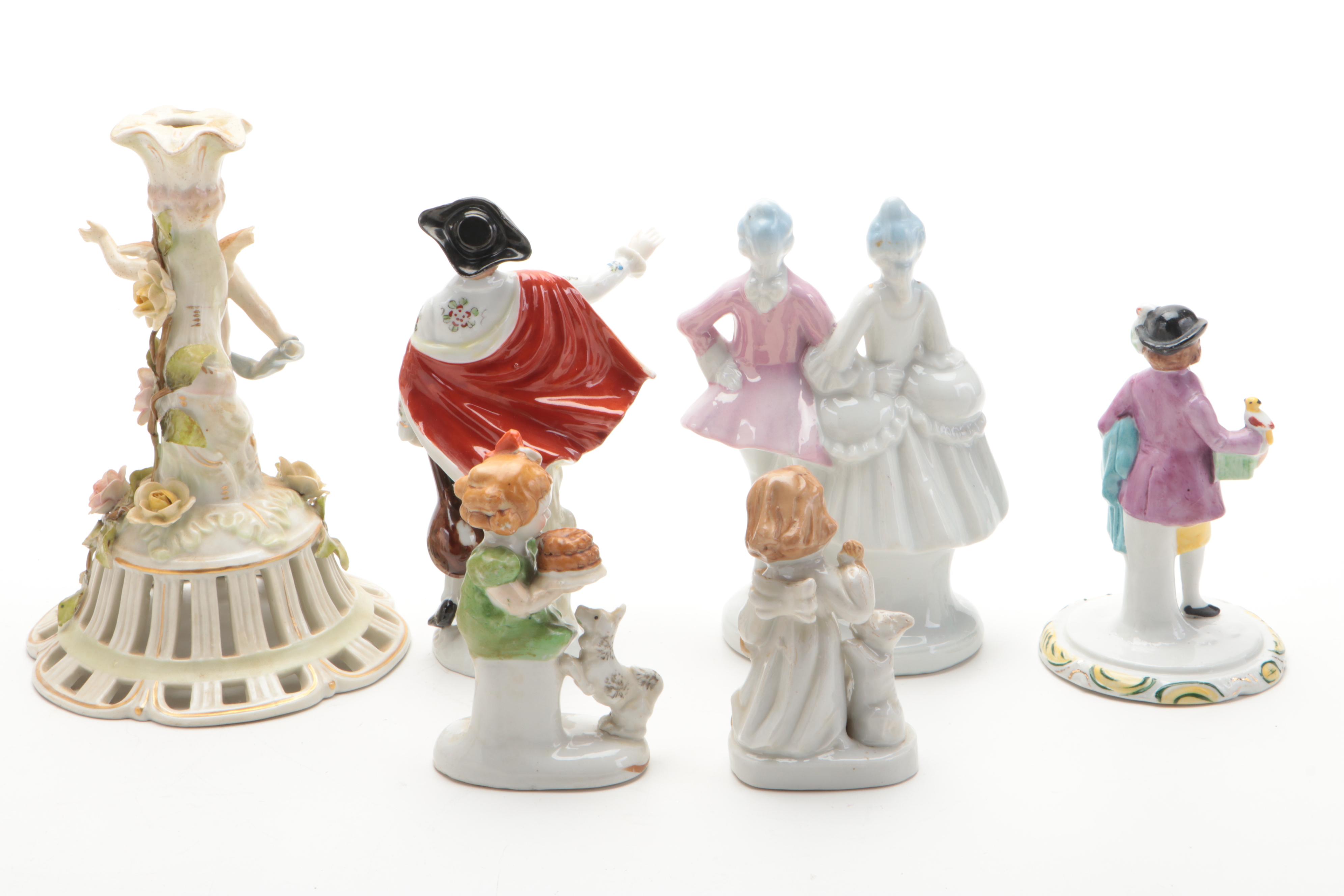 Von Schierholz Lamp Base with Other German and Japanese Figurines and Fonts