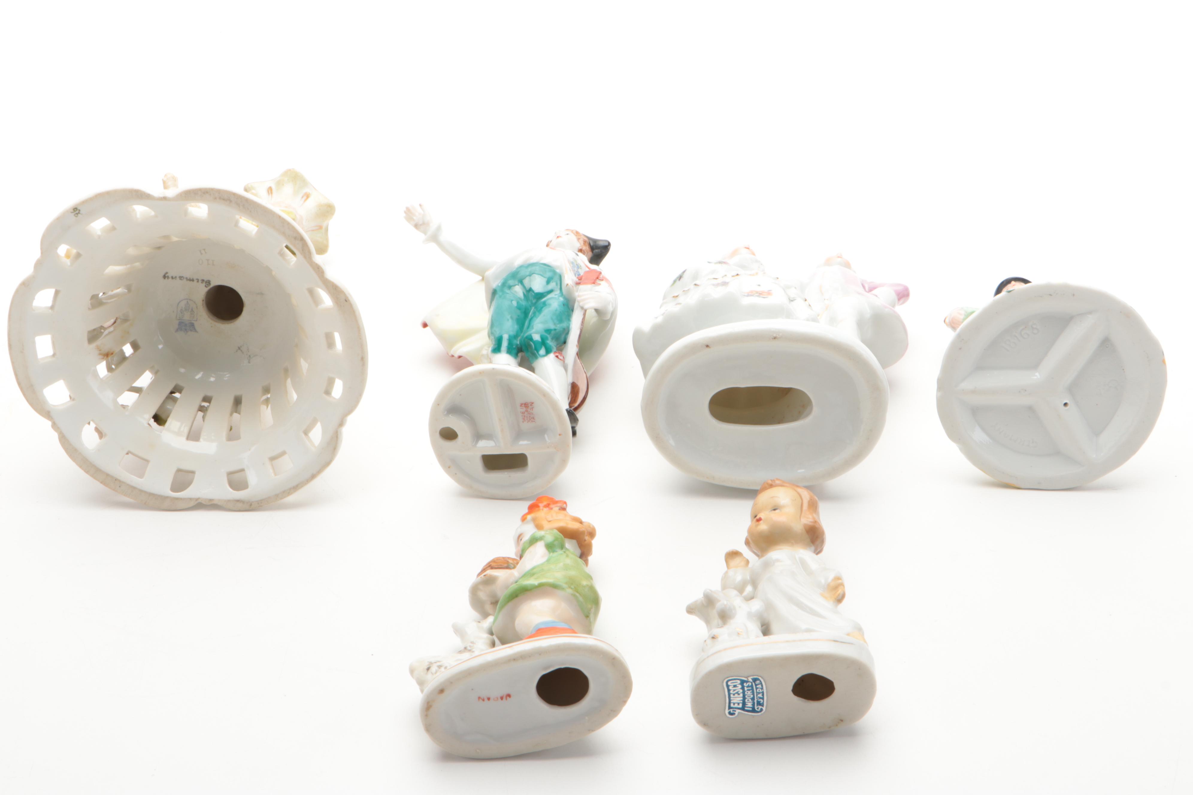 Von Schierholz Lamp Base with Other German and Japanese Figurines and Fonts