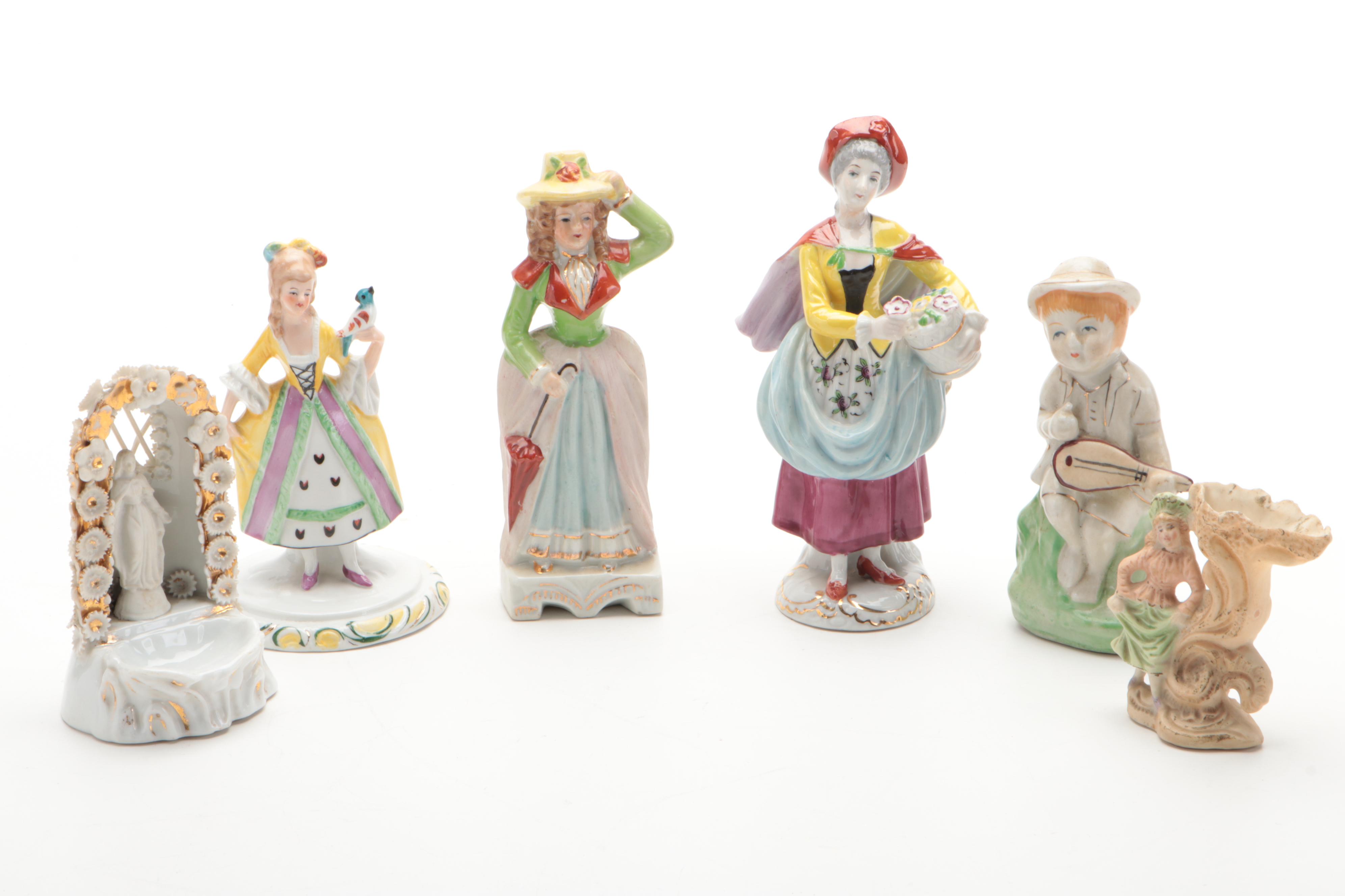 Von Schierholz Lamp Base with Other German and Japanese Figurines and Fonts