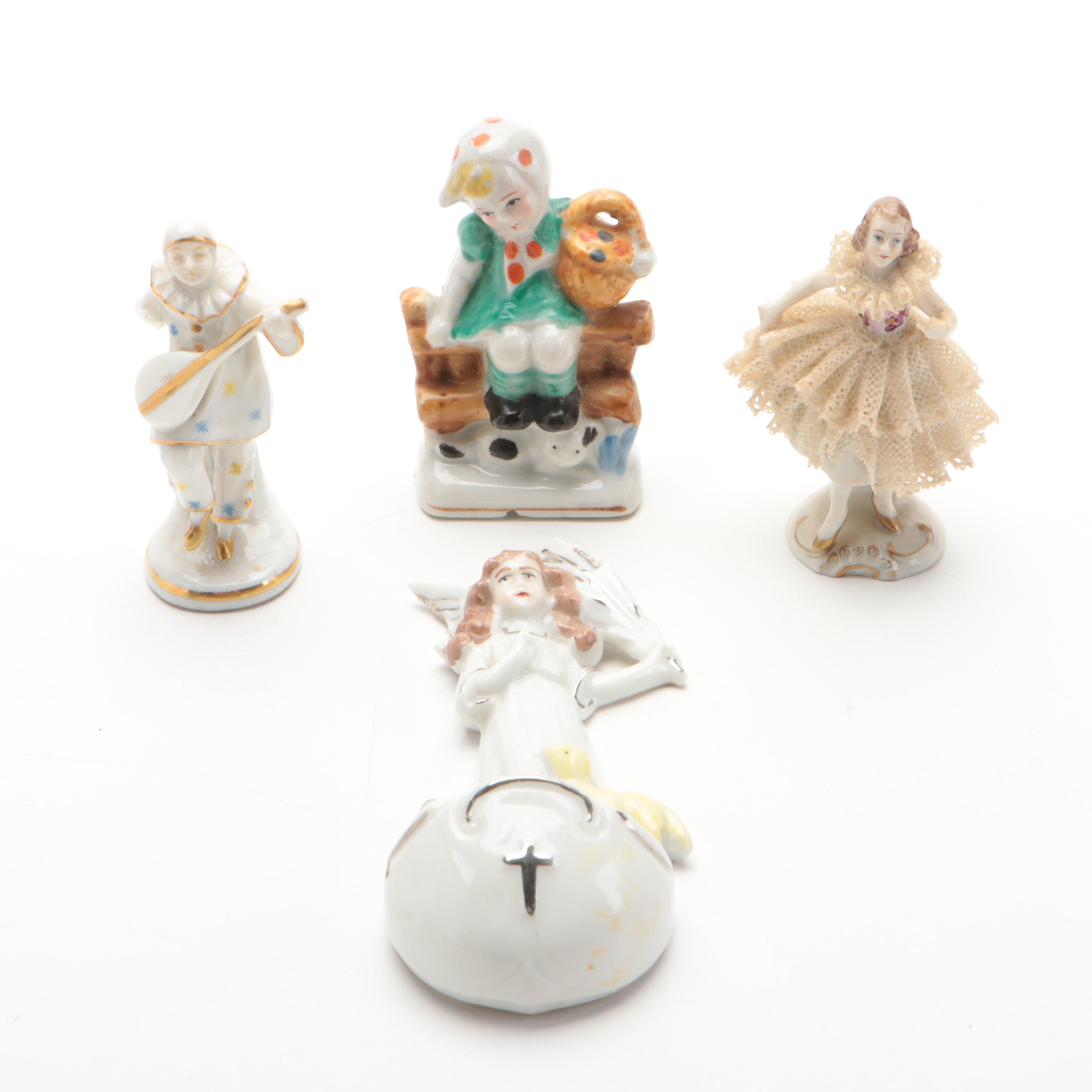 Von Schierholz Lamp Base with Other German and Japanese Figurines and Fonts