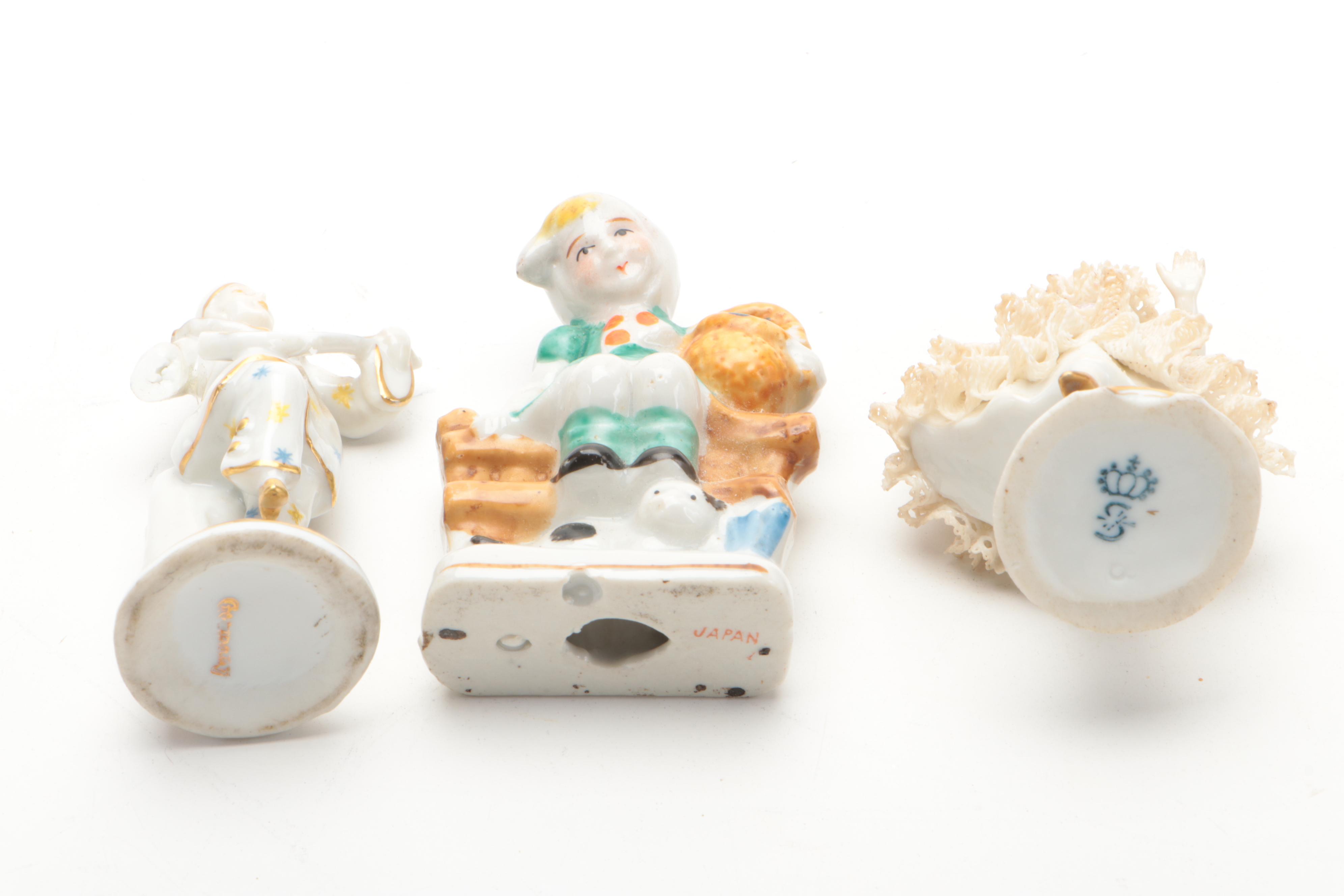 Von Schierholz Lamp Base with Other German and Japanese Figurines and Fonts