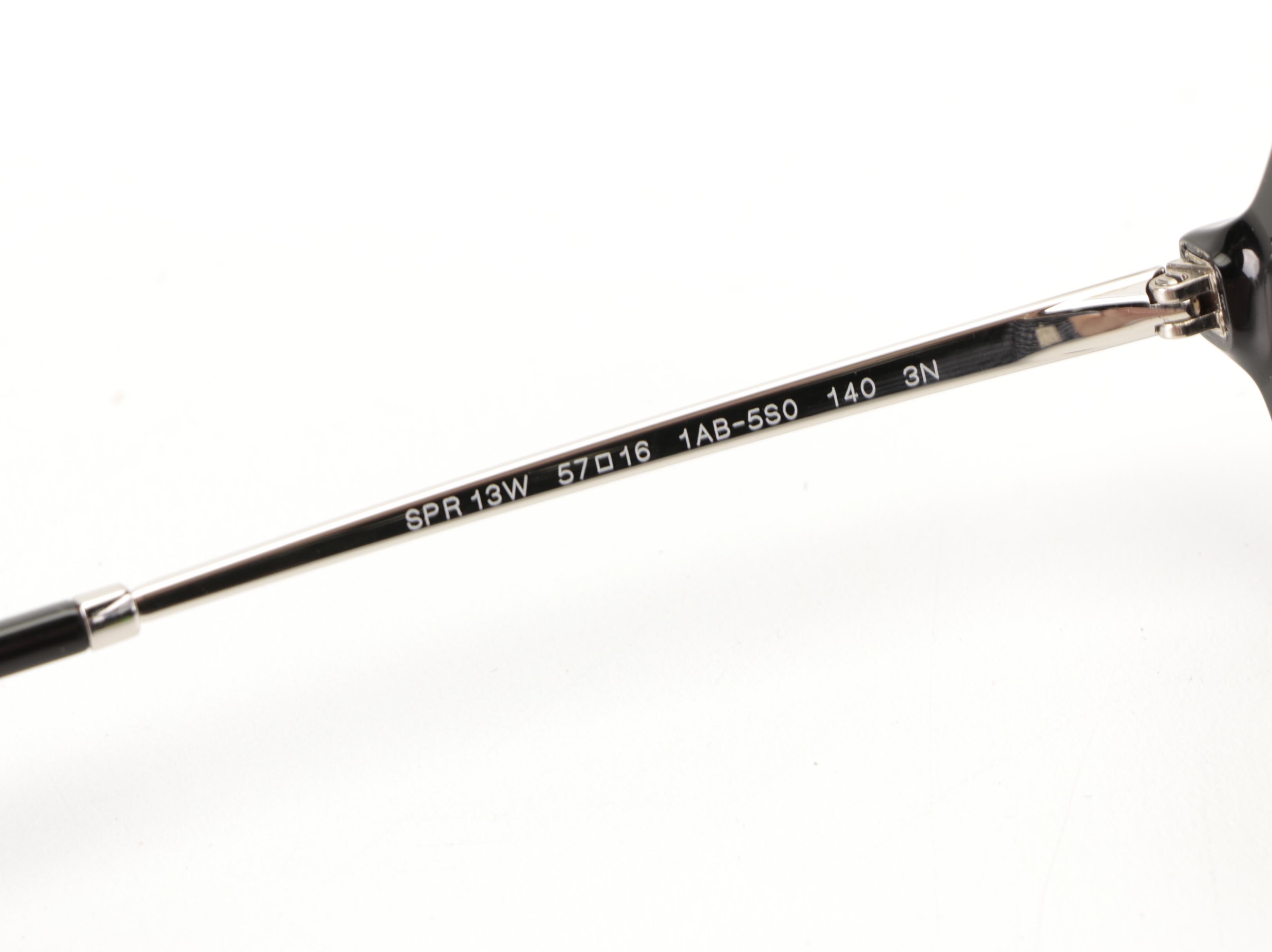 Prada SPR 13W Aviator Sunglasses in Black Acetate with Case and Box