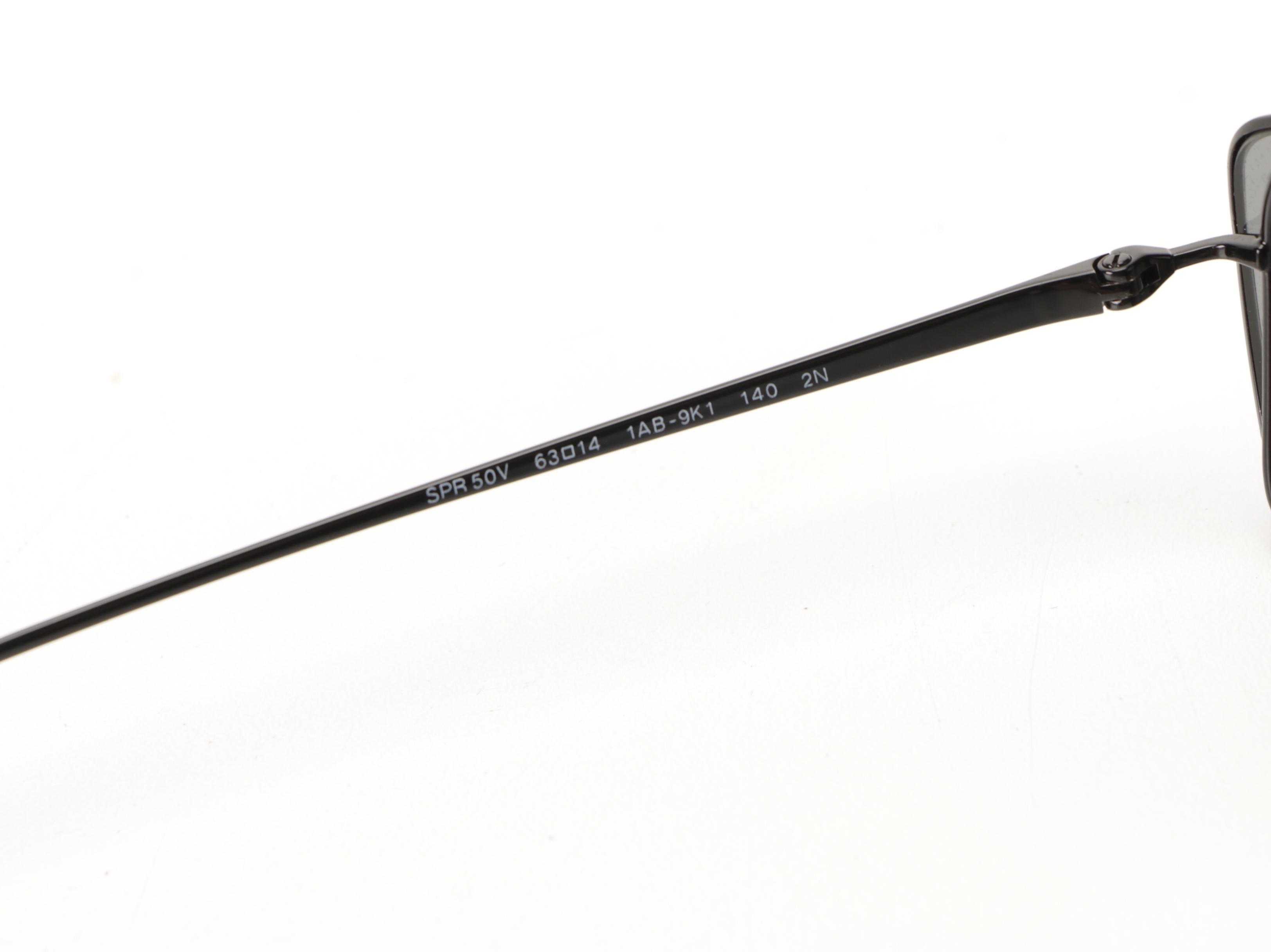 Prada SPR 50V Metal Browline Sunglasses in Black with Case and Box