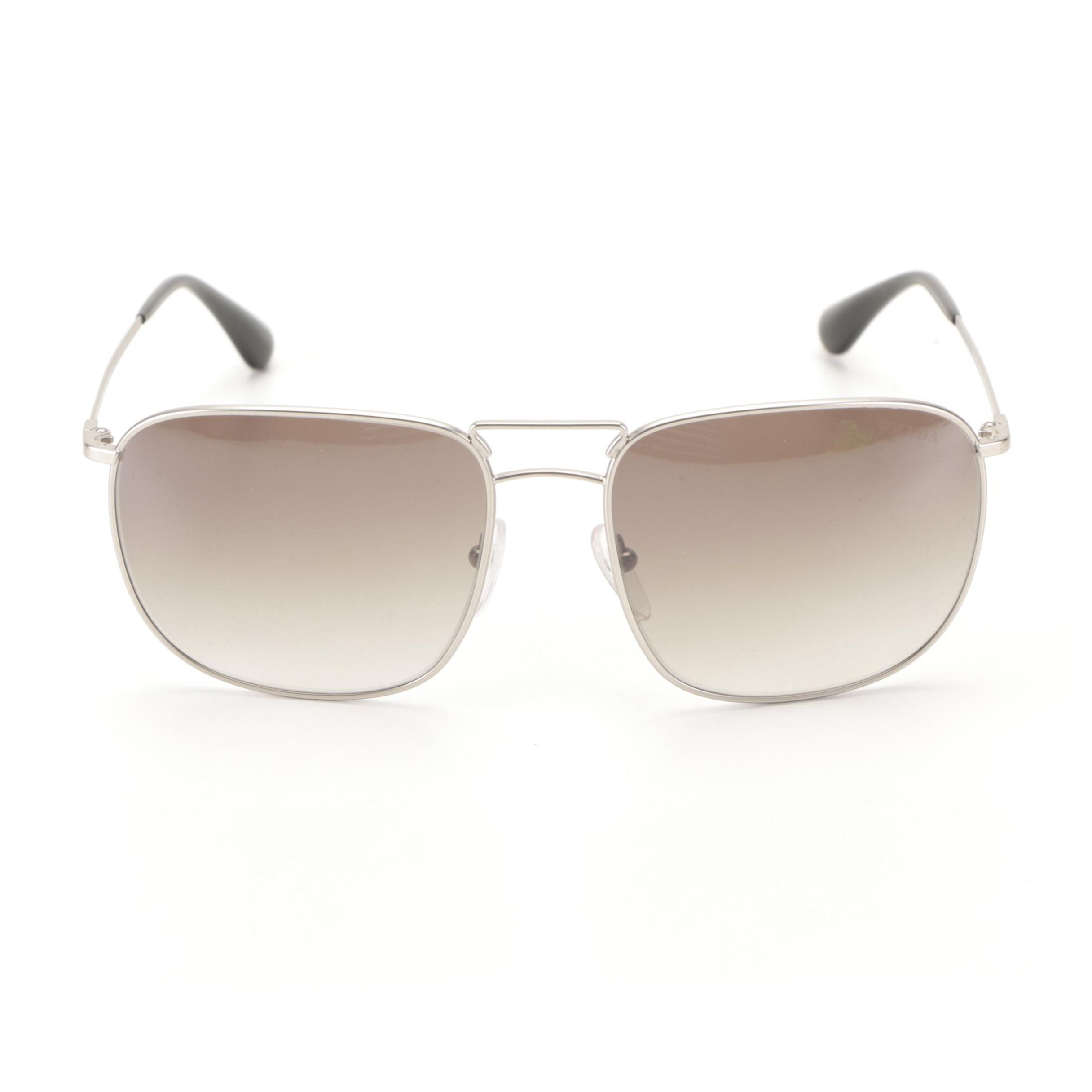 Prada PR 52TS Rectangular Aviator in Matte Metal with Box