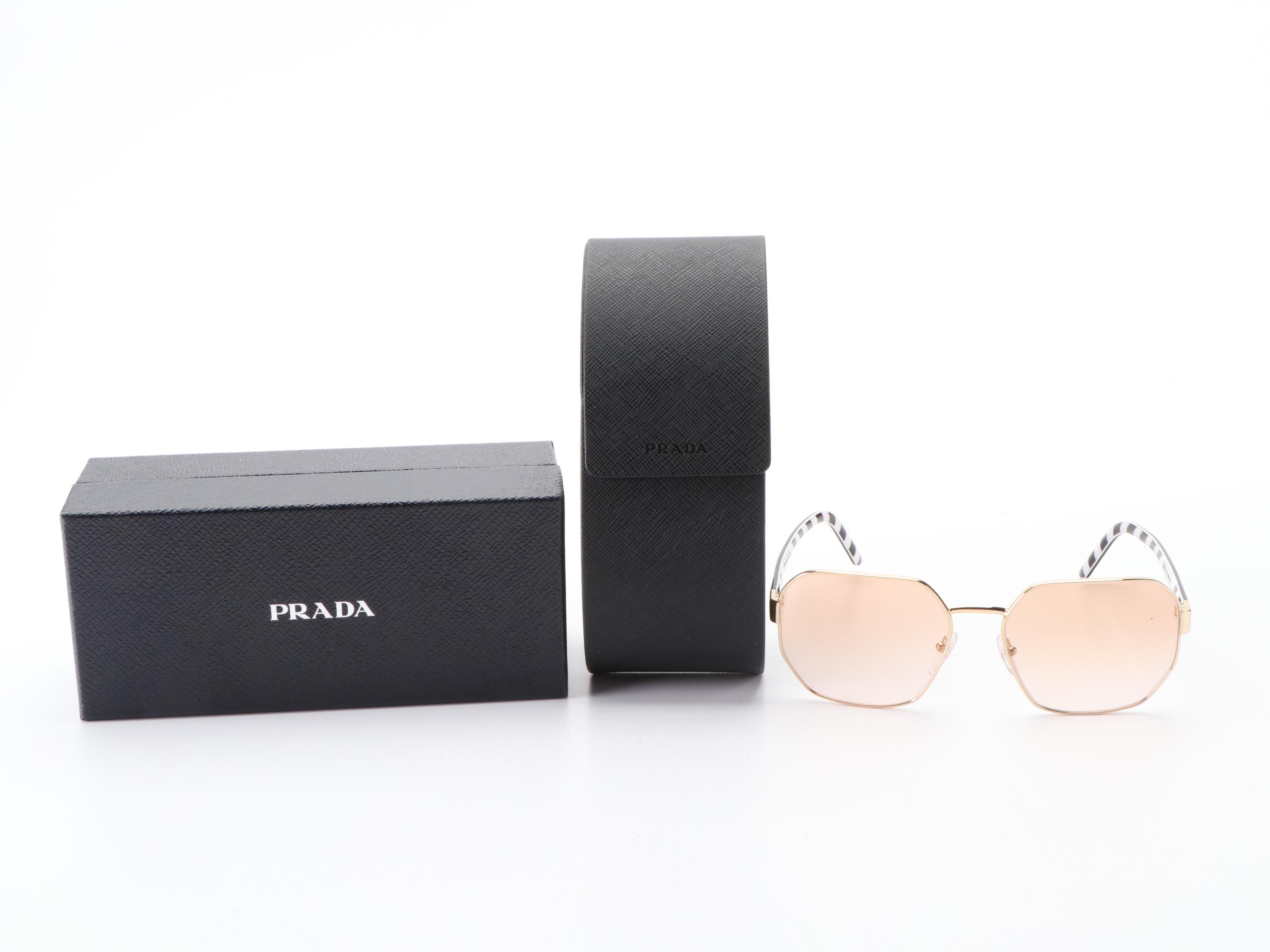Prada SPR54XS Geometric Sunglasses with Case and Box
