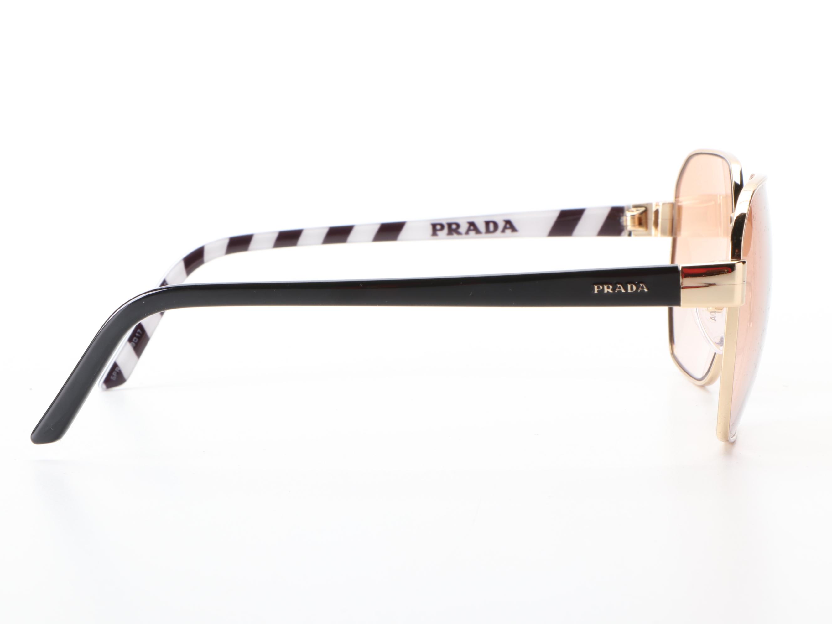 Prada SPR54XS Geometric Sunglasses with Case and Box