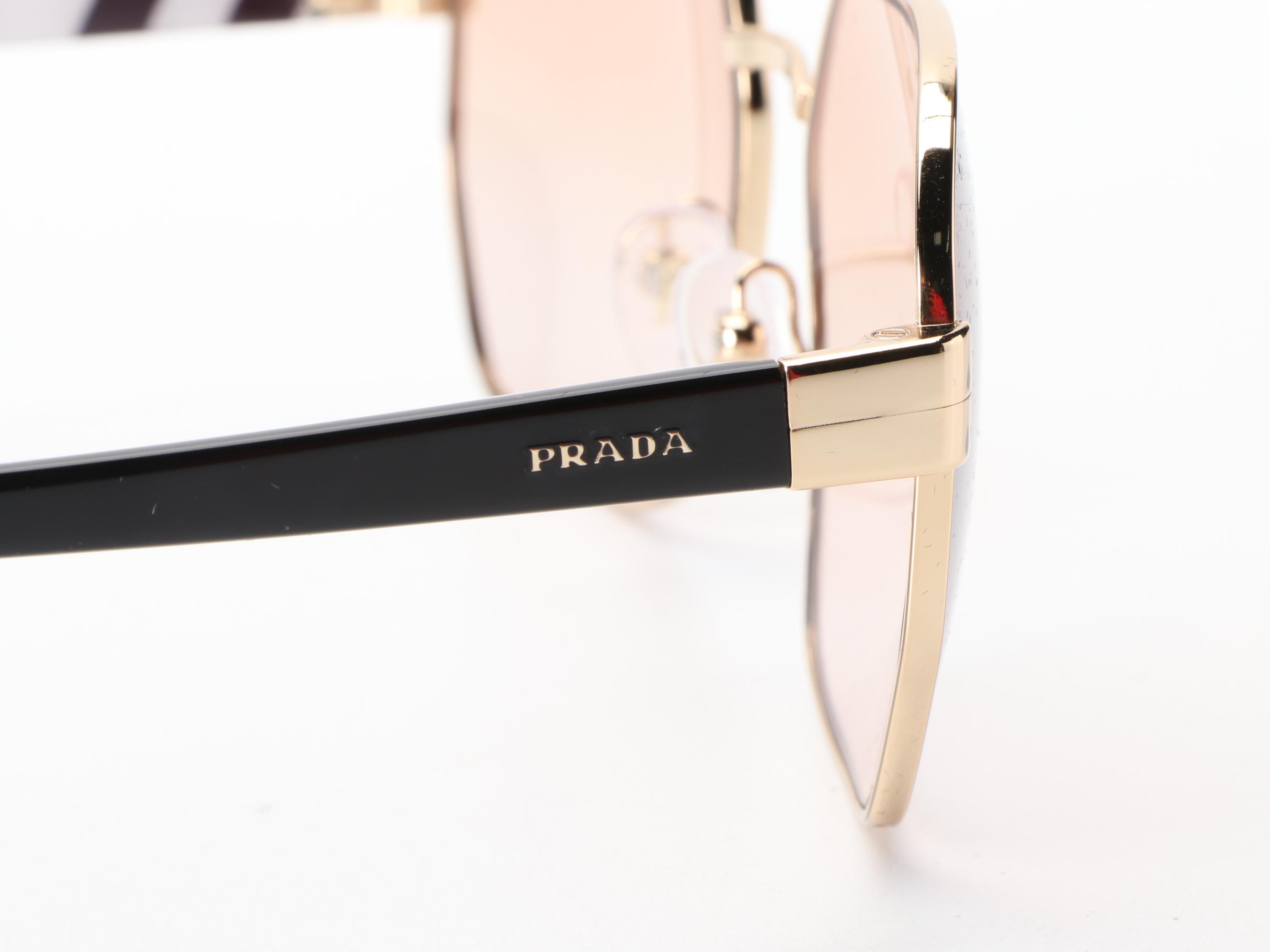 Prada SPR54XS Geometric Sunglasses with Case and Box