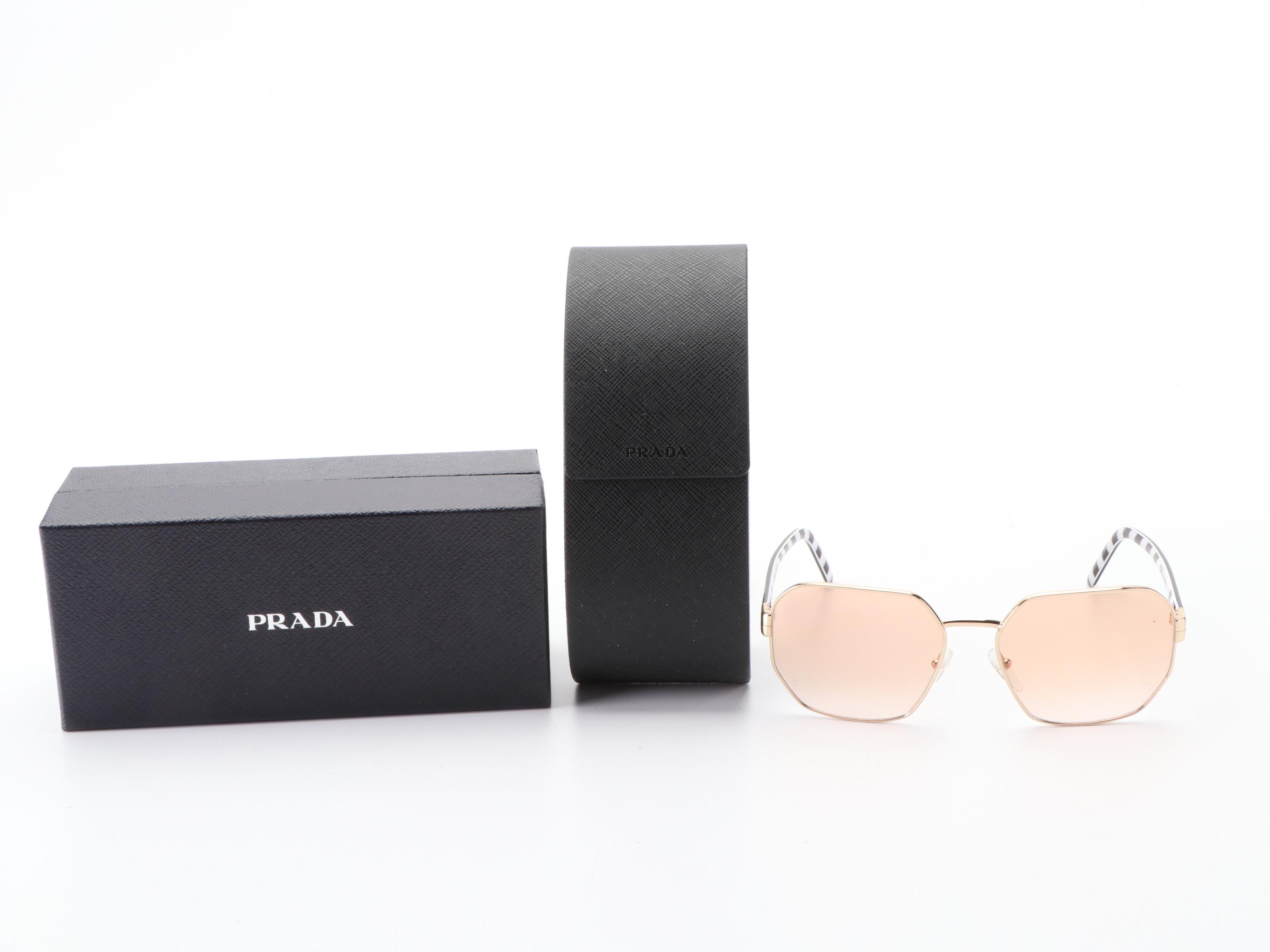 Prada SPR54XS Geometric Sunglasses with Case and Box