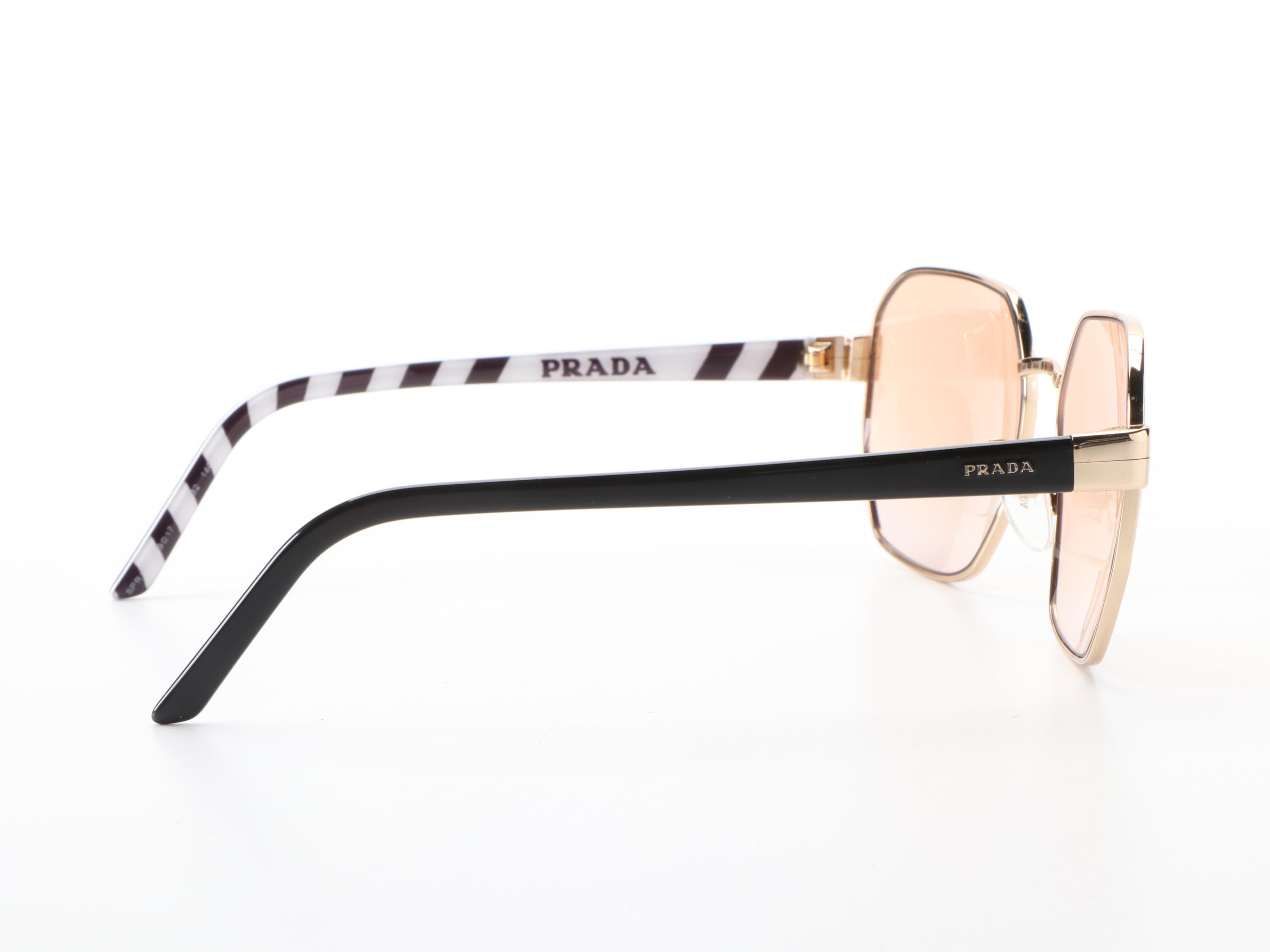 Prada SPR54XS Geometric Sunglasses with Case and Box