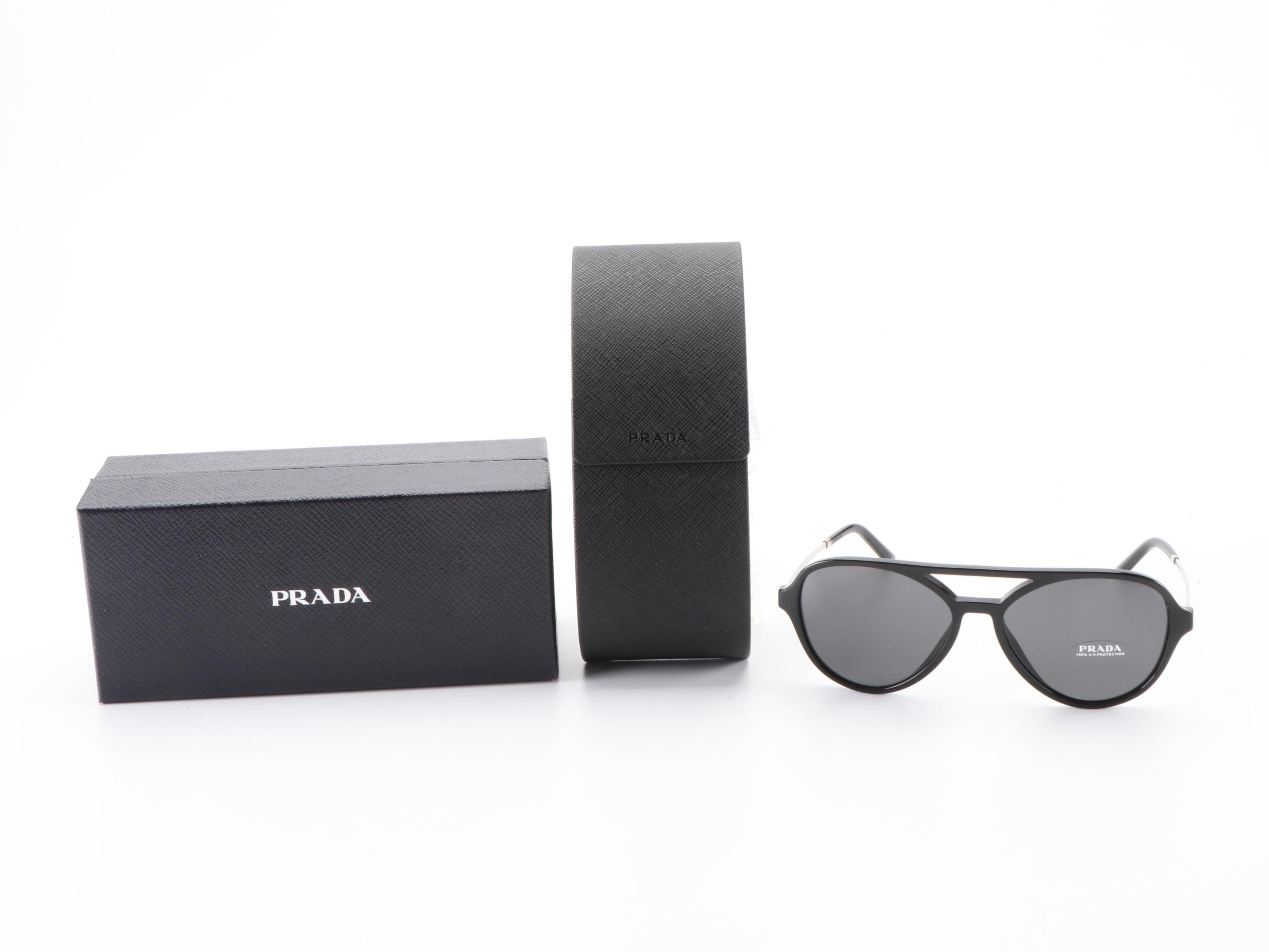 Prada SPR13WS Sunglasses in Black with Case and Box