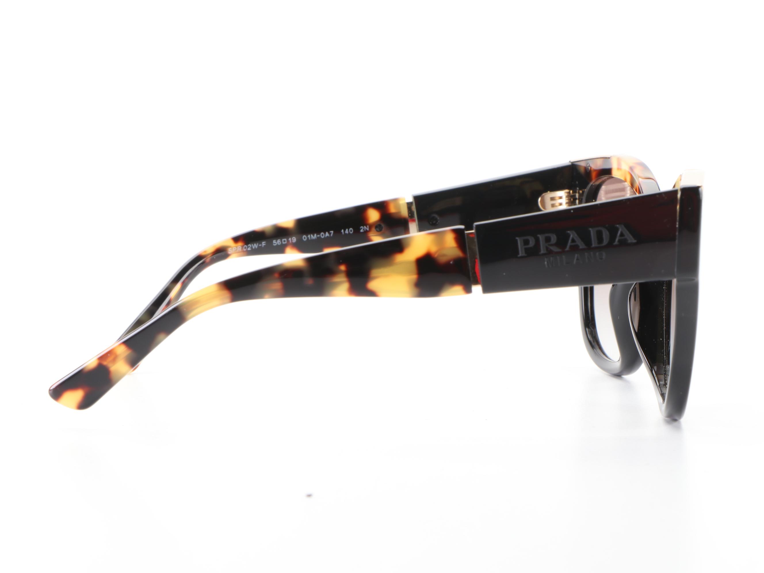 Prada SPR 02W-F Sunglasses in Havana/Black with Case and Box