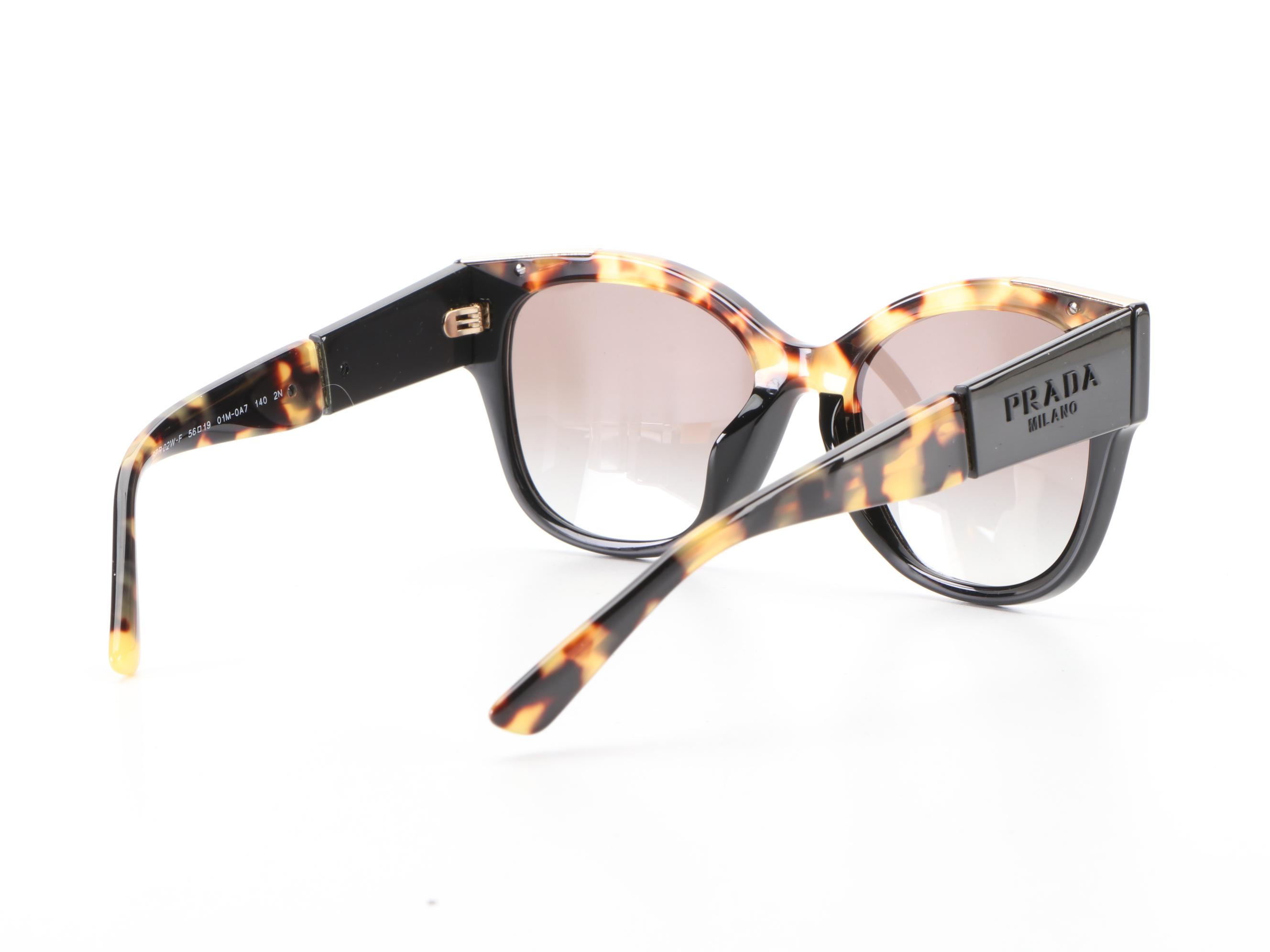 Prada SPR 02W-F Sunglasses in Havana/Black with Case and Box