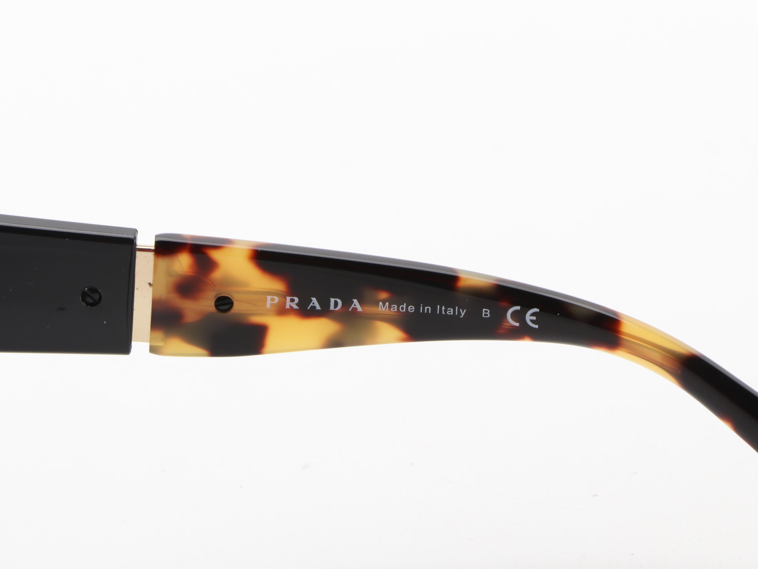 Prada SPR 02W-F Sunglasses in Havana/Black with Case and Box