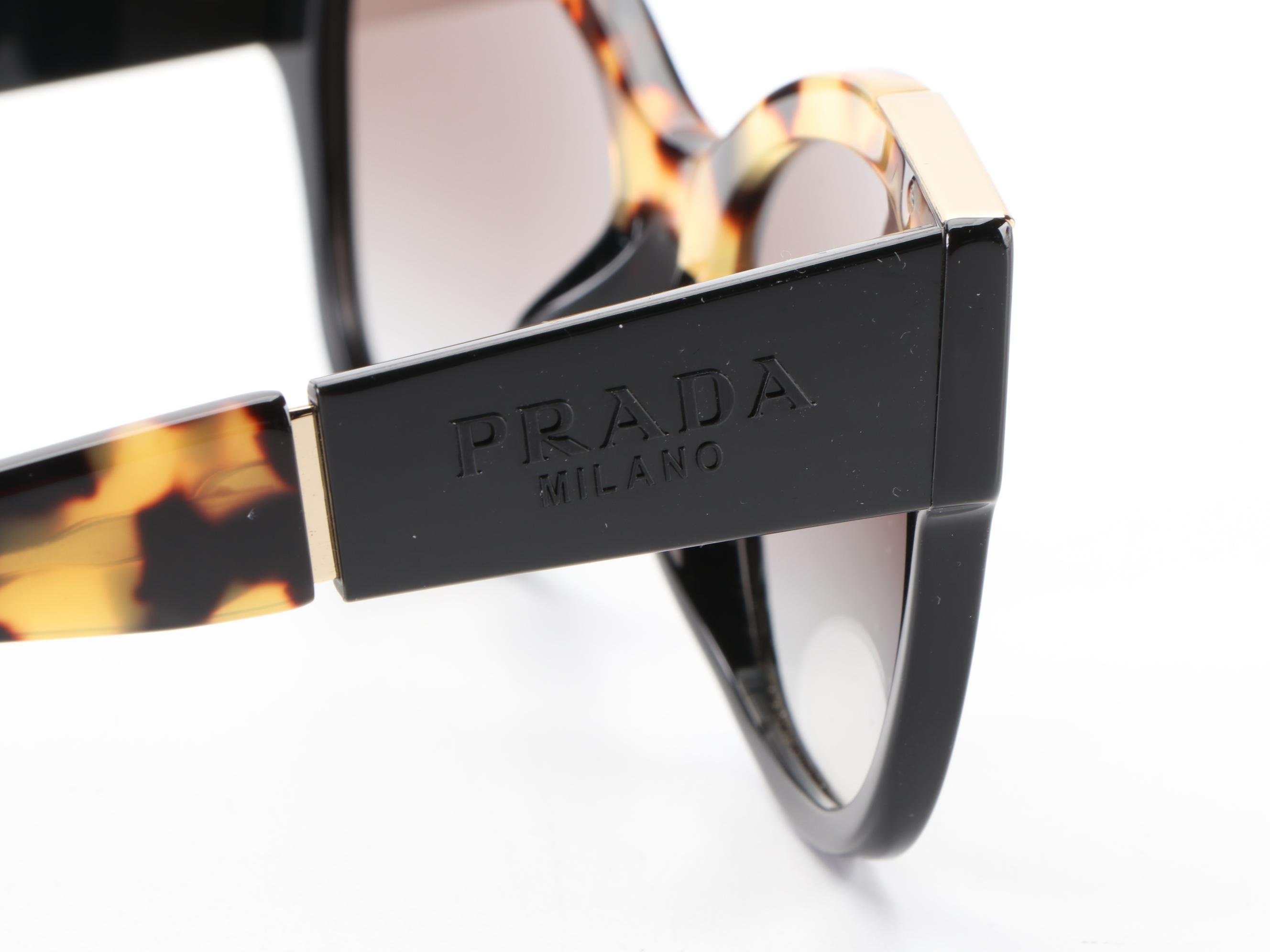 Prada SPR 02W-F Sunglasses in Havana/Black with Case and Box