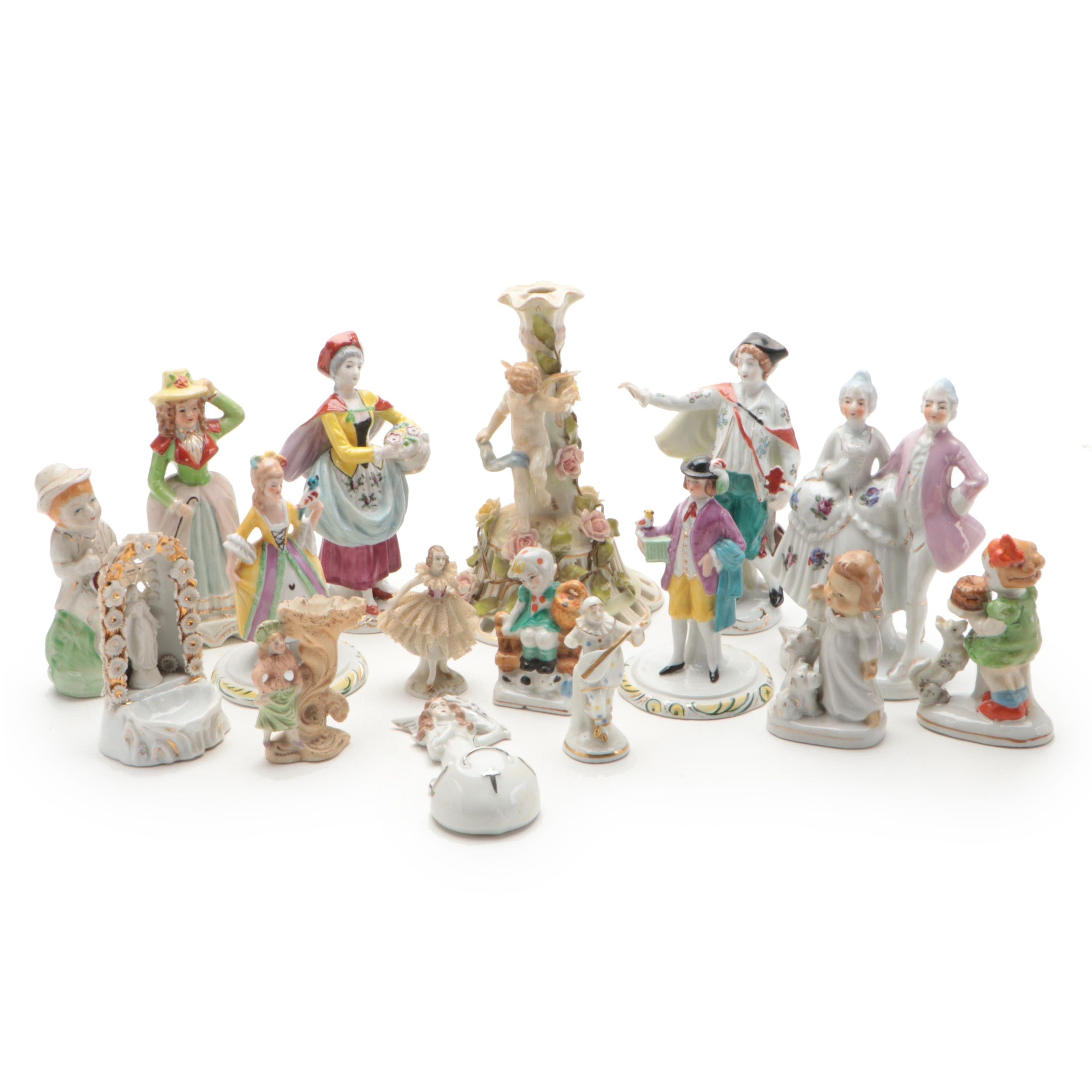 Von Schierholz Lamp Base with Other German and Japanese Figurines and Fonts
