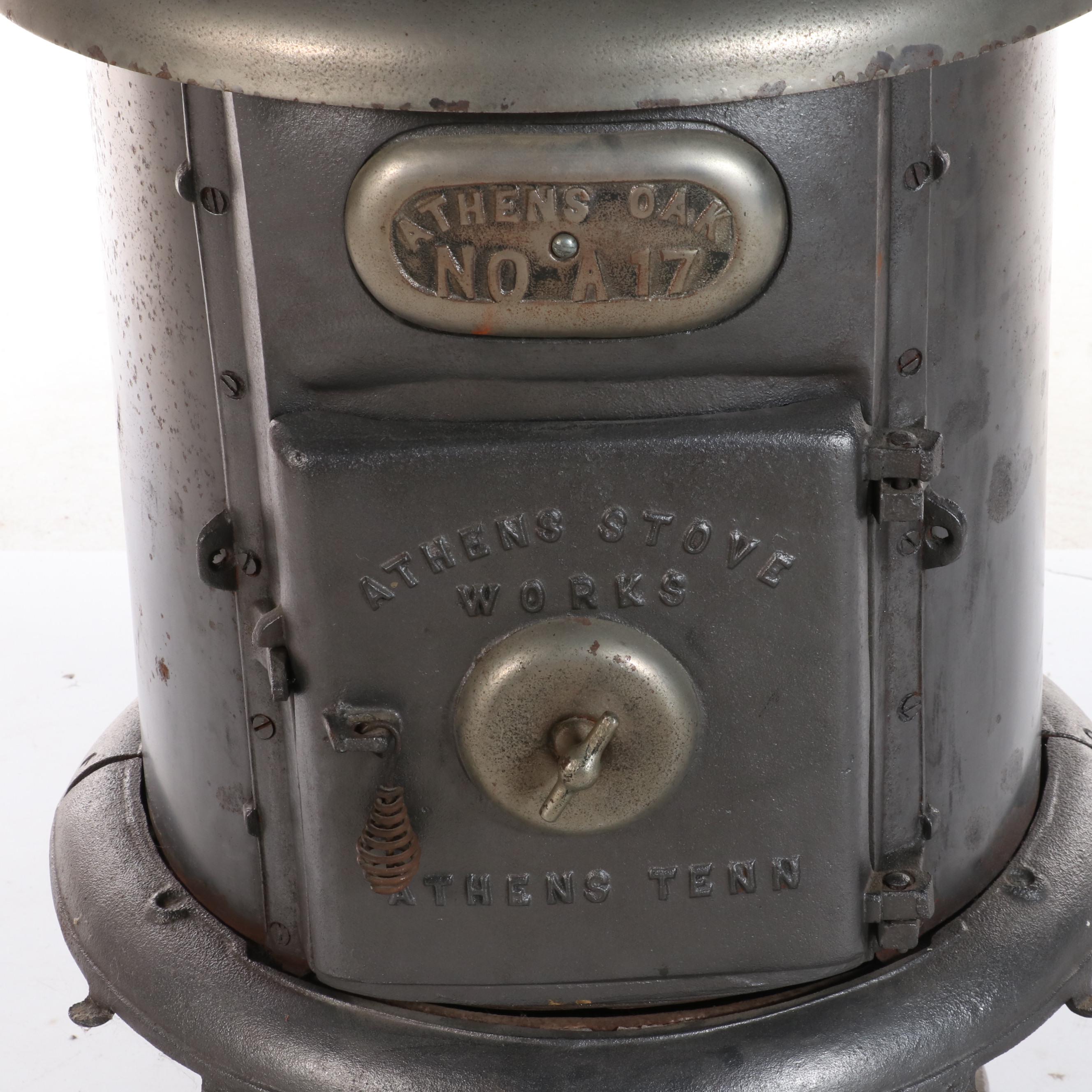 Athens Stove Works No. A17 Round Oak Stove, Late 19th/ Early 20th Century