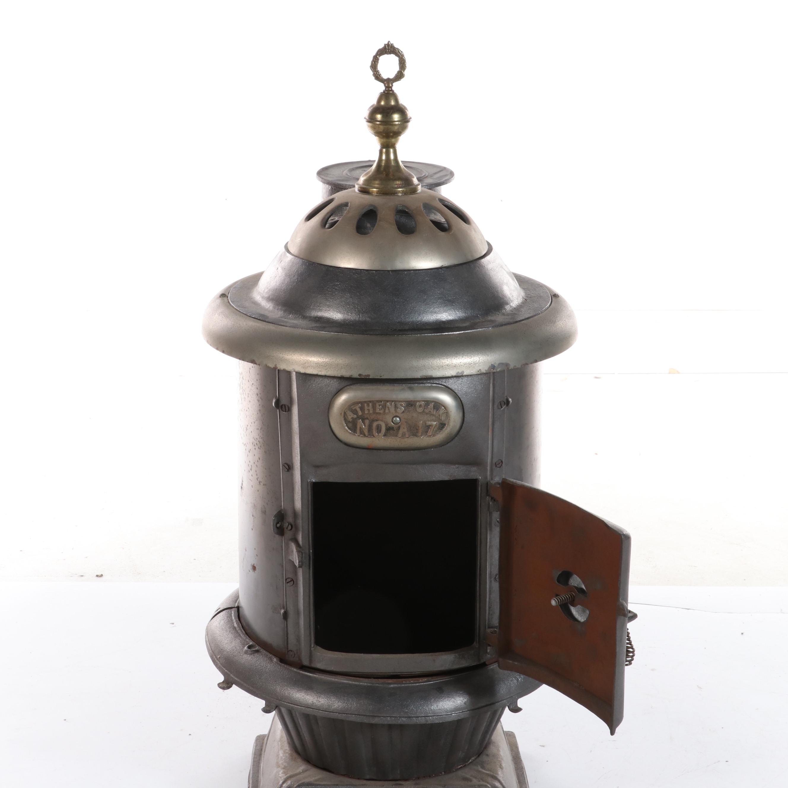 Athens Stove Works No. A17 Round Oak Stove, Late 19th/ Early 20th Century