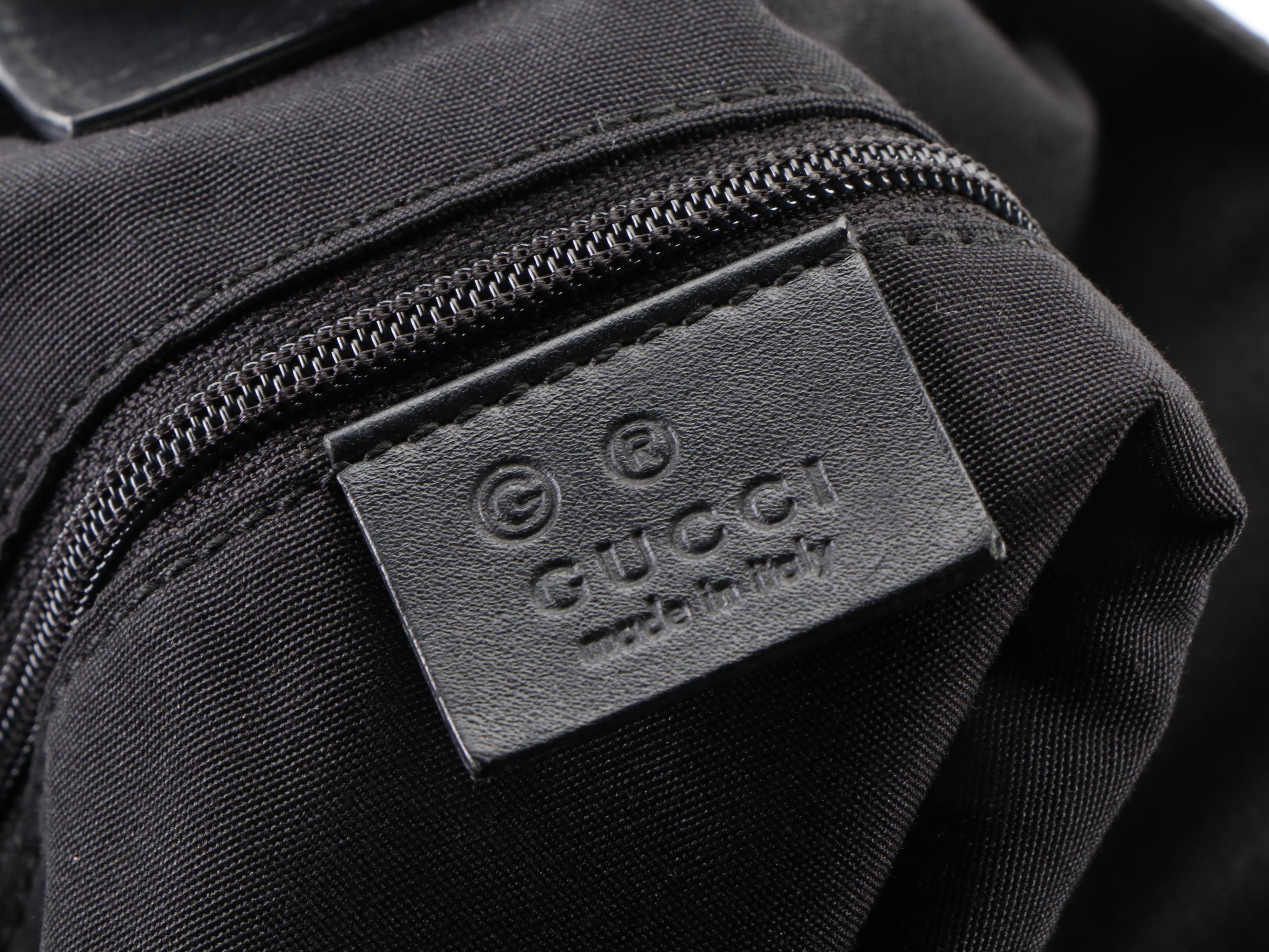 Gucci Abbey D-Ring Two-Way Hobo Tote in Green GG Canvas and Black Leather