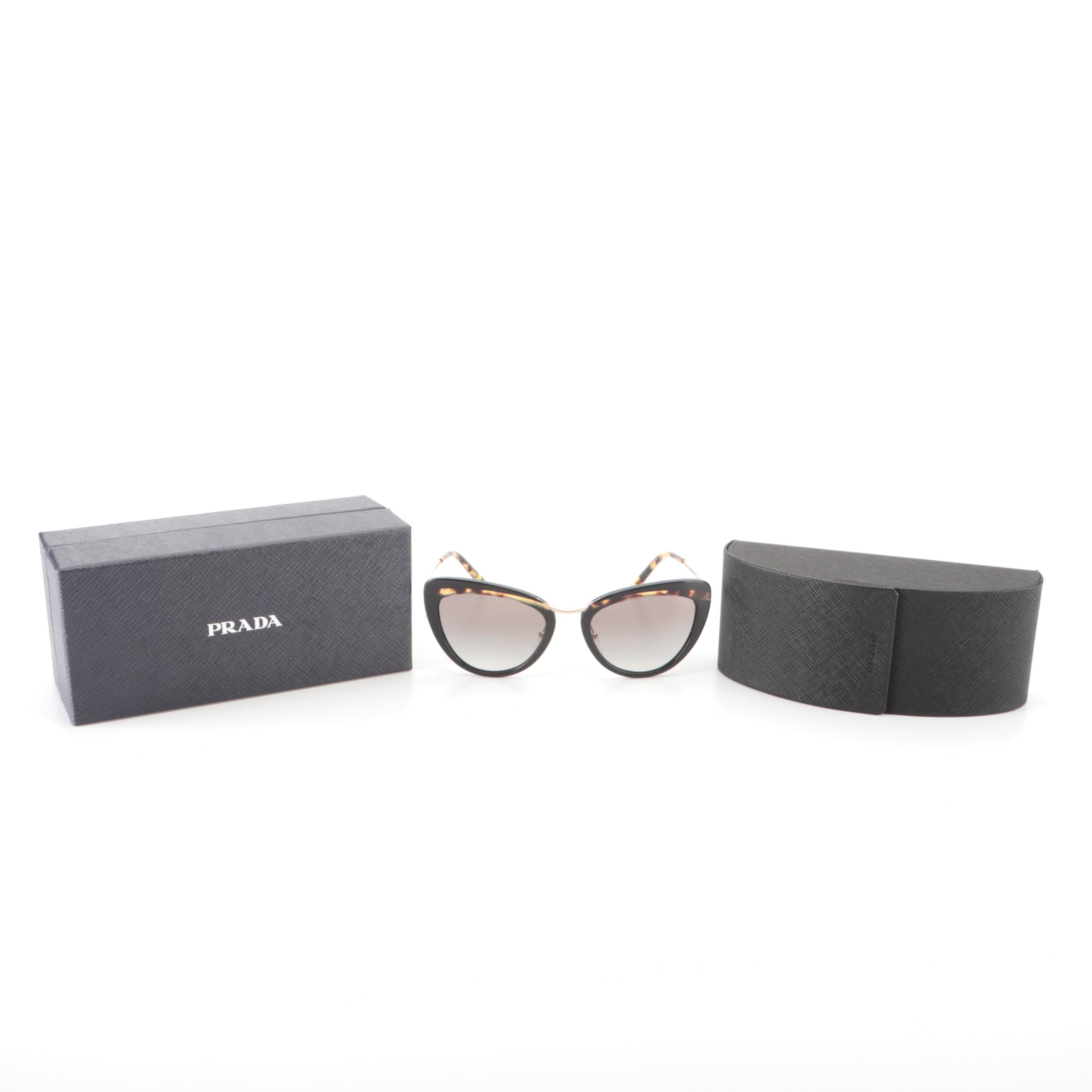 Prada SPR25X Modified Cat Eye Sunglasses with Case