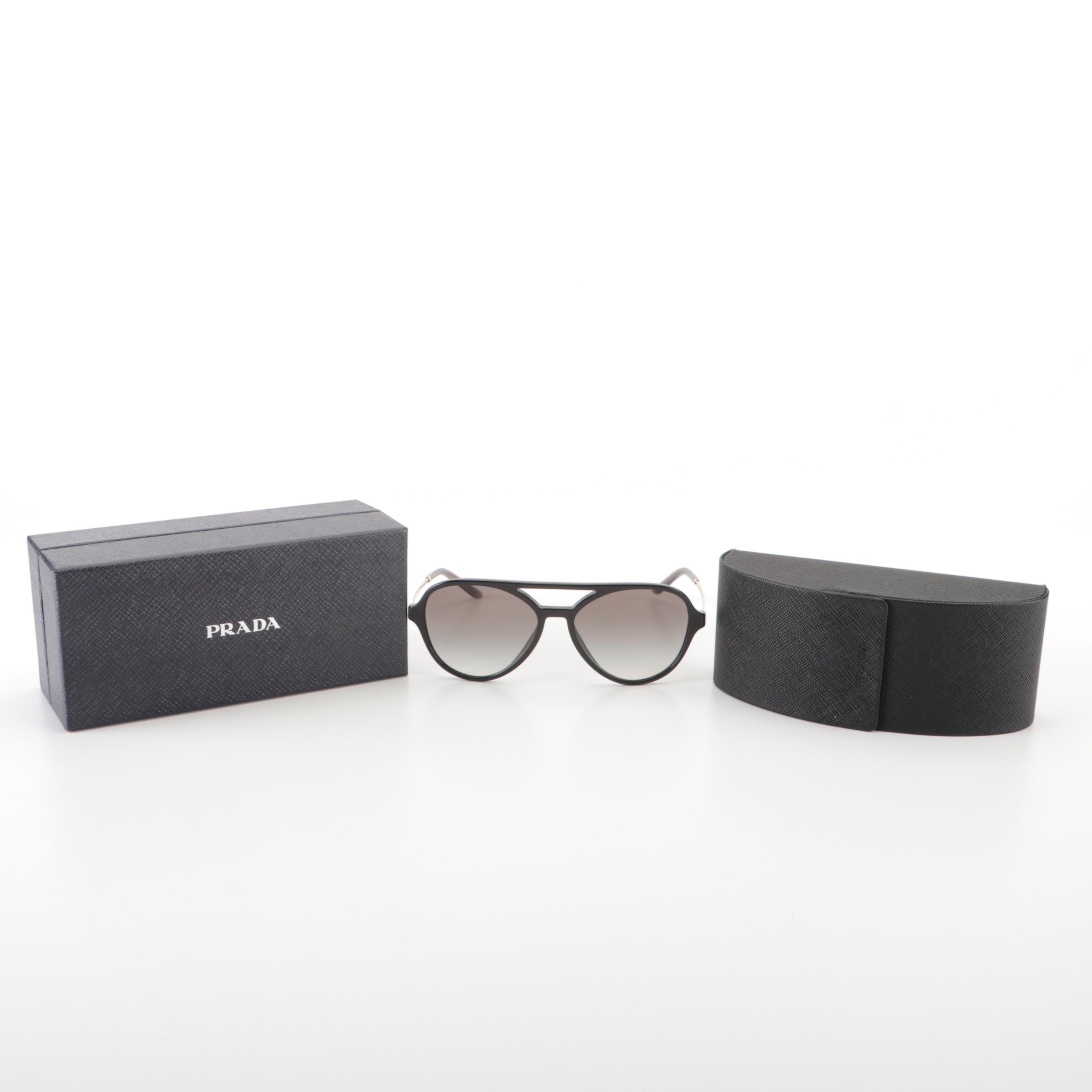 Prada SPR13WS Black Avio Sunglasses with Case