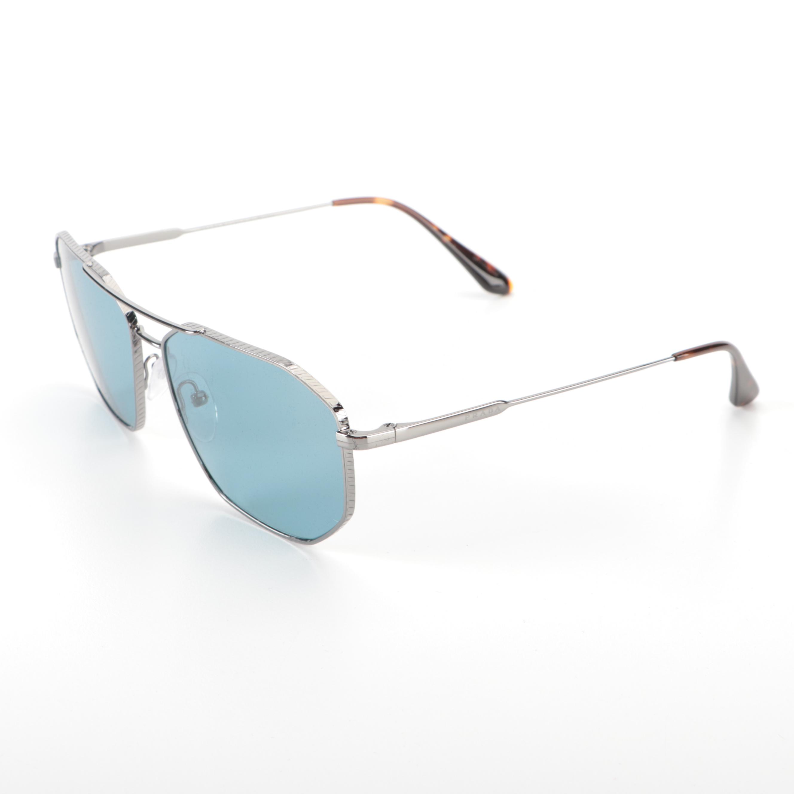 Prada SPR64X Geometric Polarized Sunglasses with Case