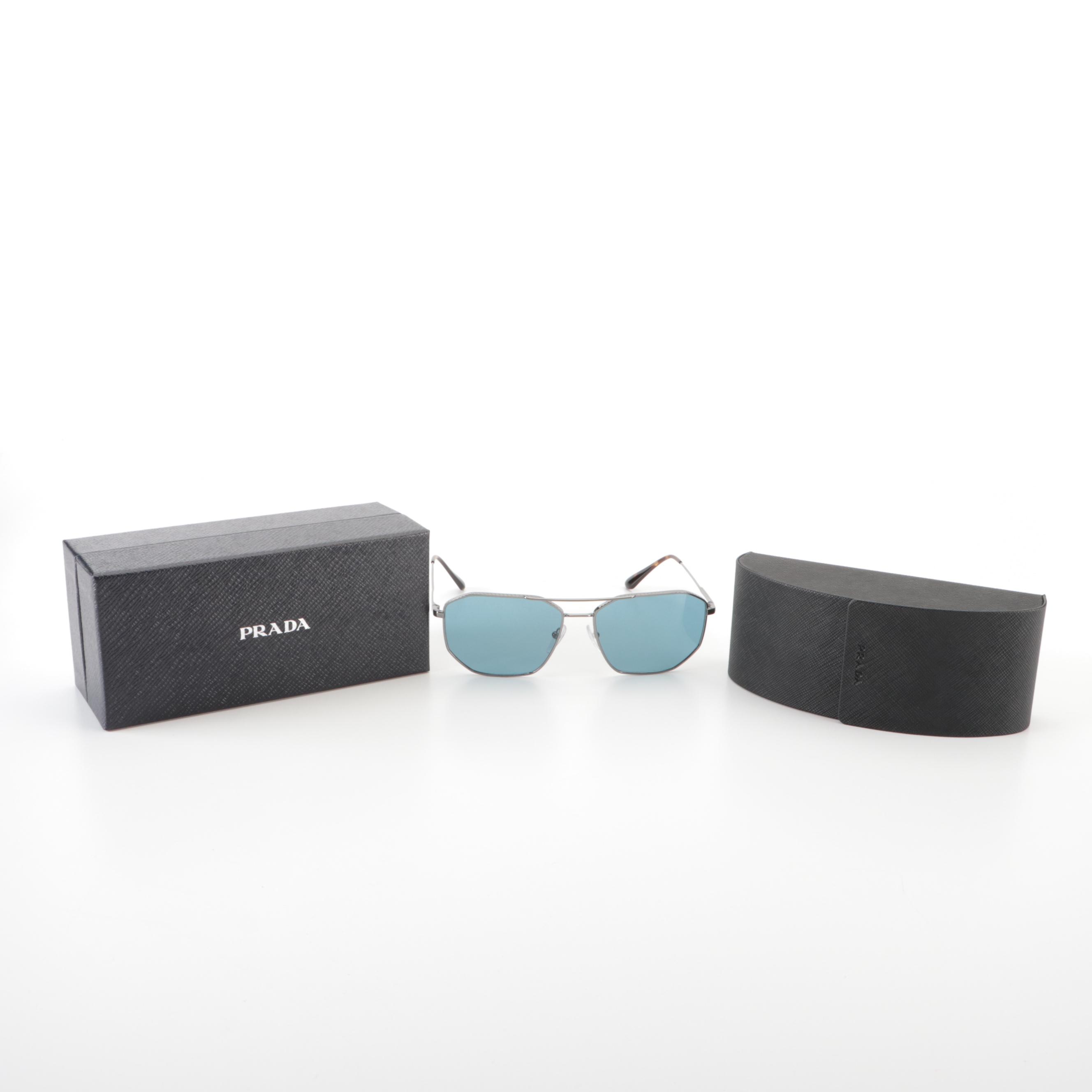 Prada SPR64X Geometric Polarized Sunglasses with Case